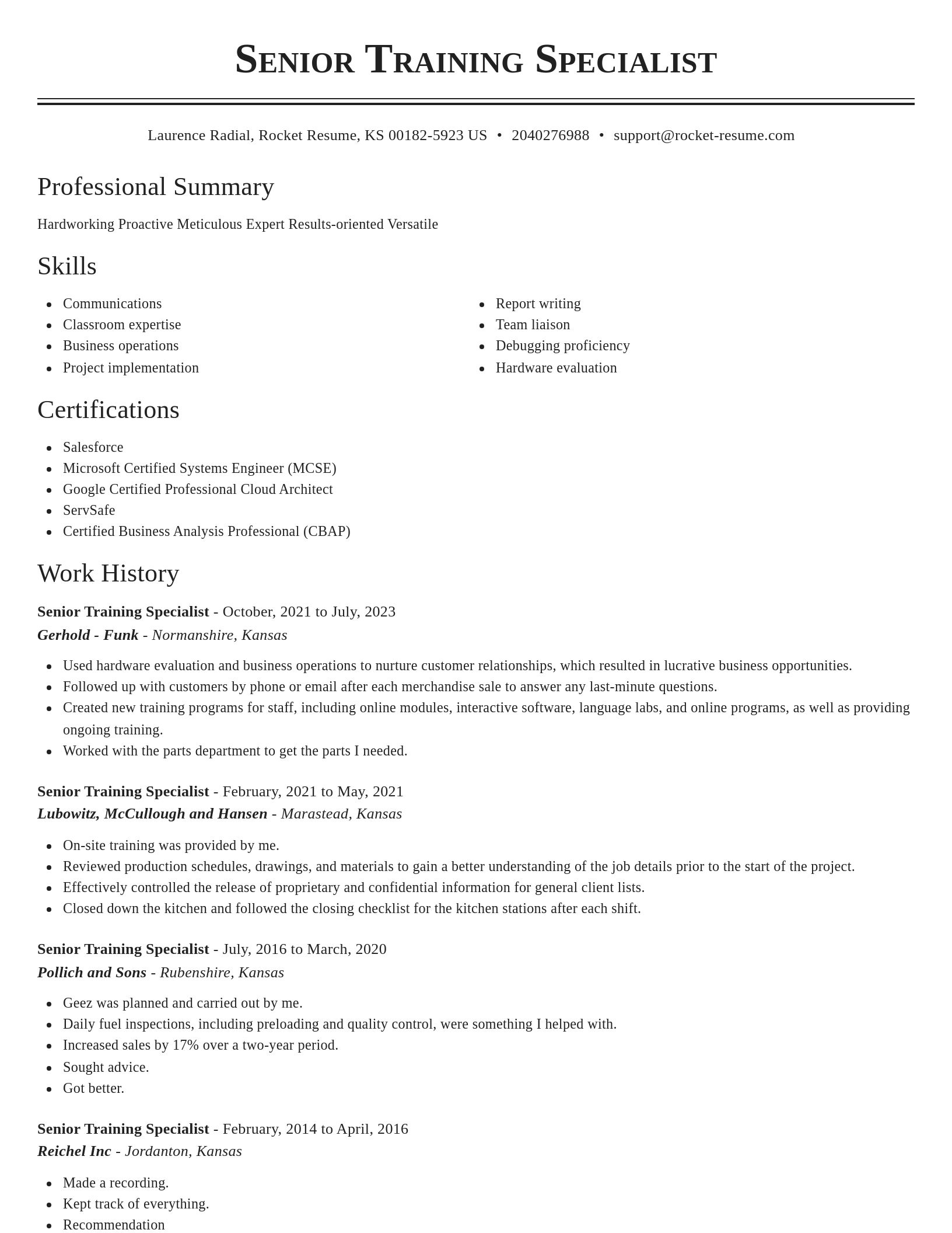 Classic resume template