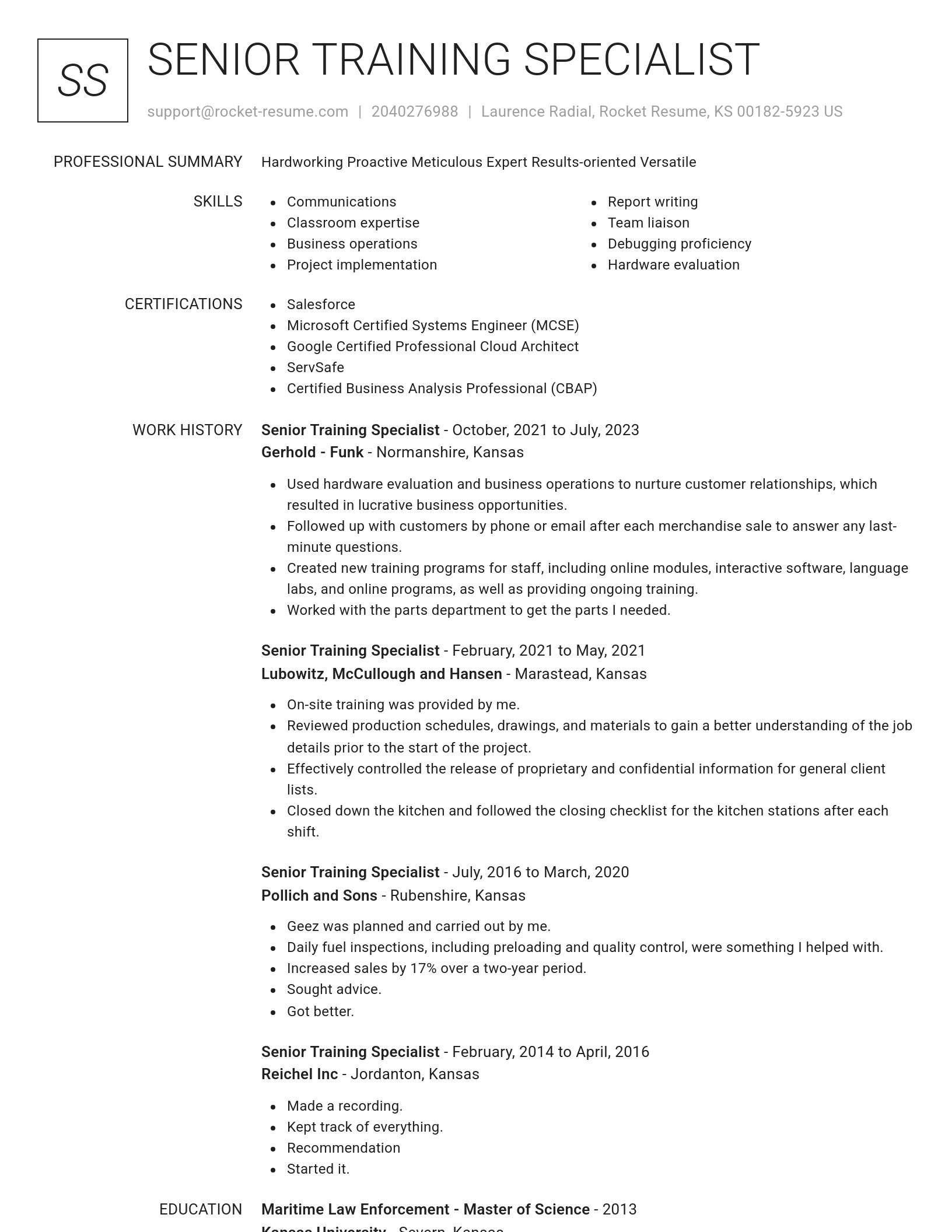 Renowned resume template