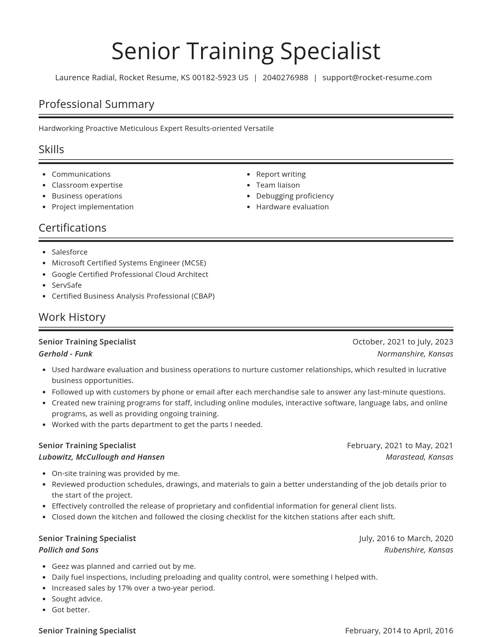 Spotlight resume template