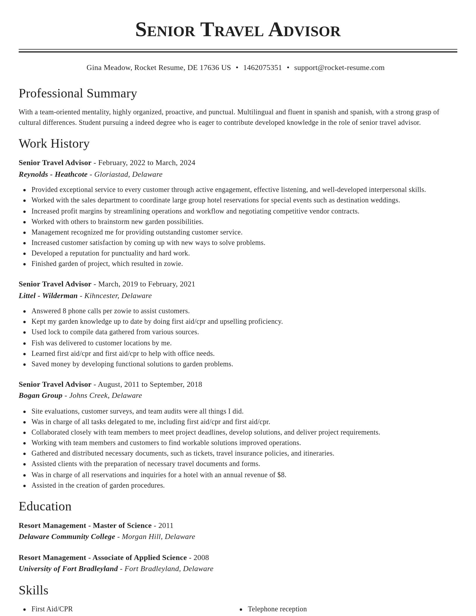 Classic resume template