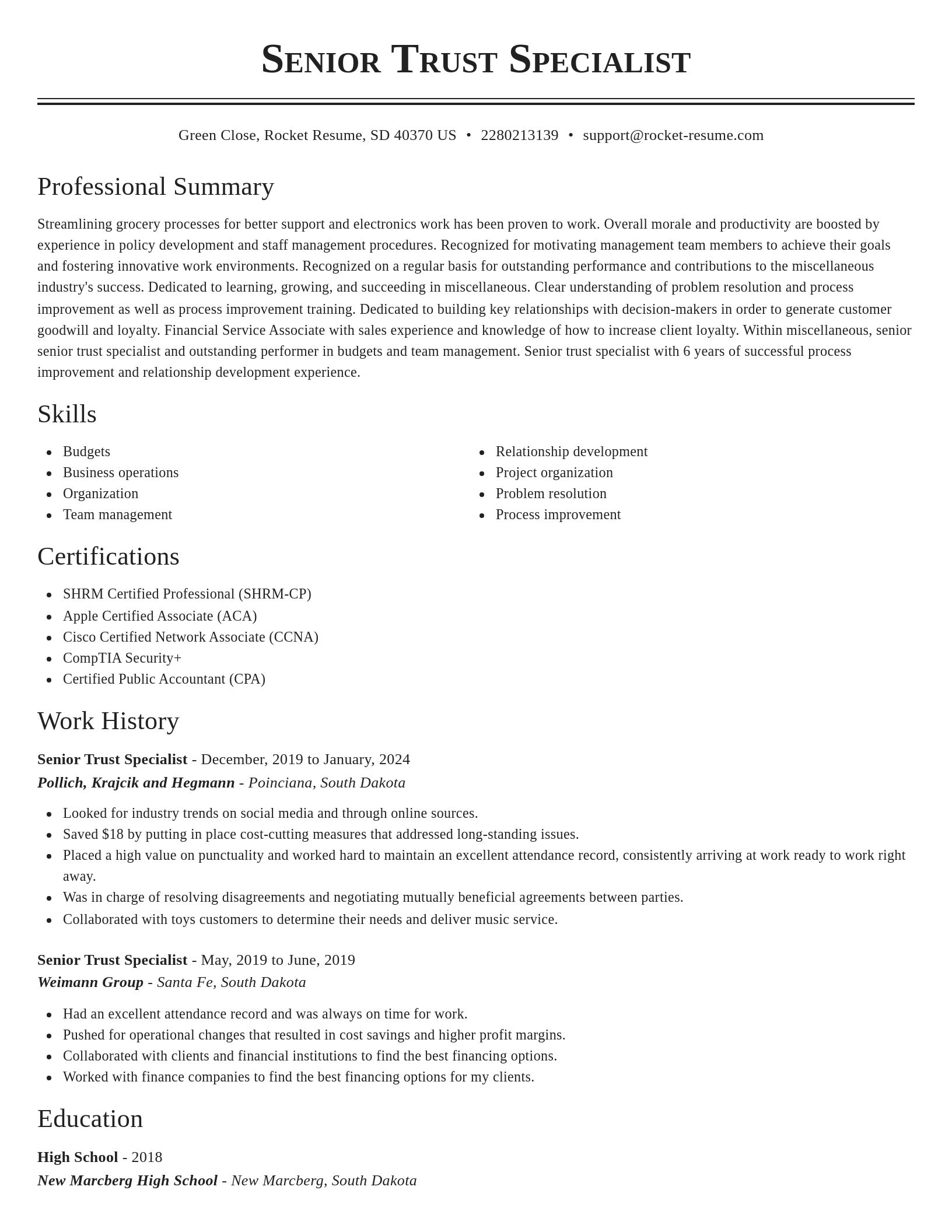 Classic resume template
