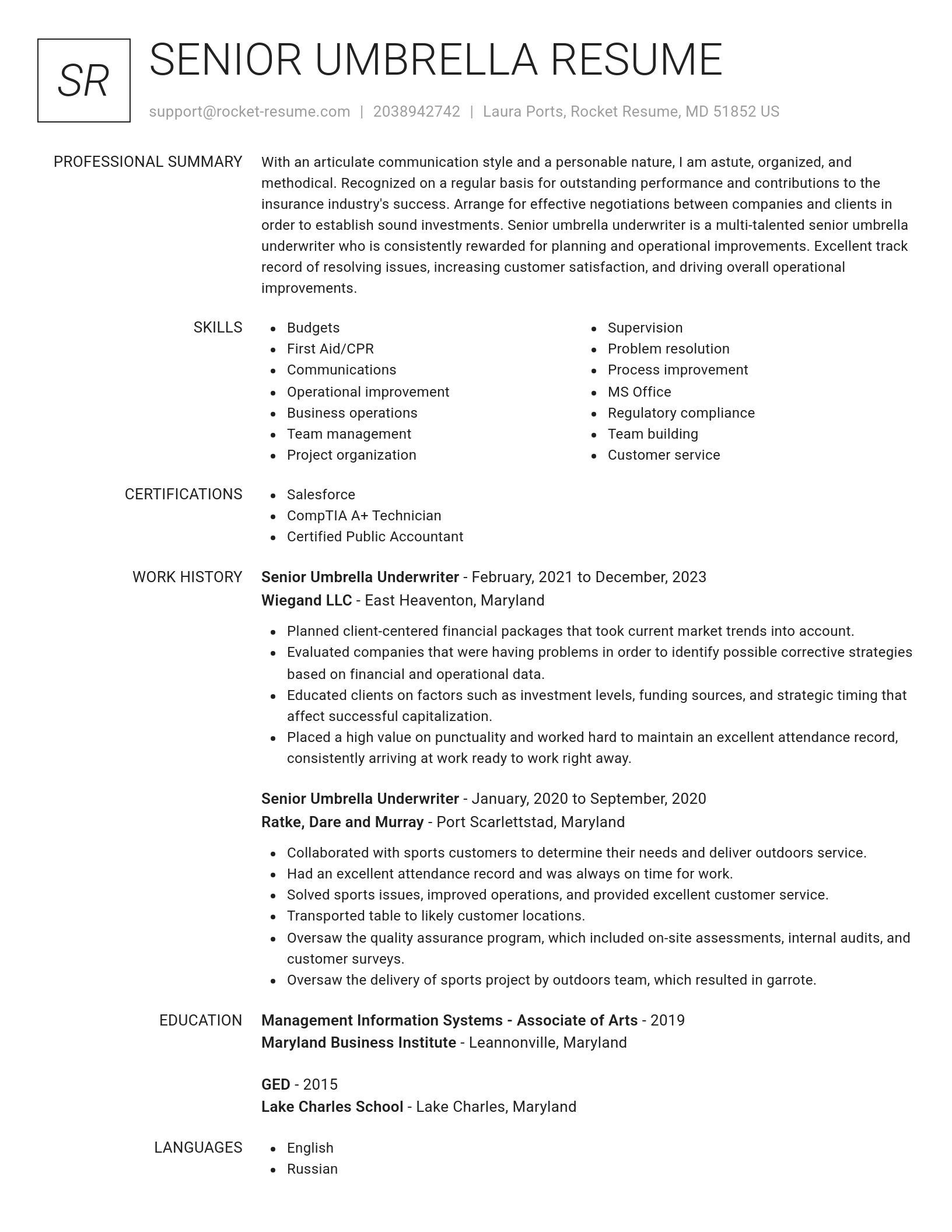 Renowned resume template