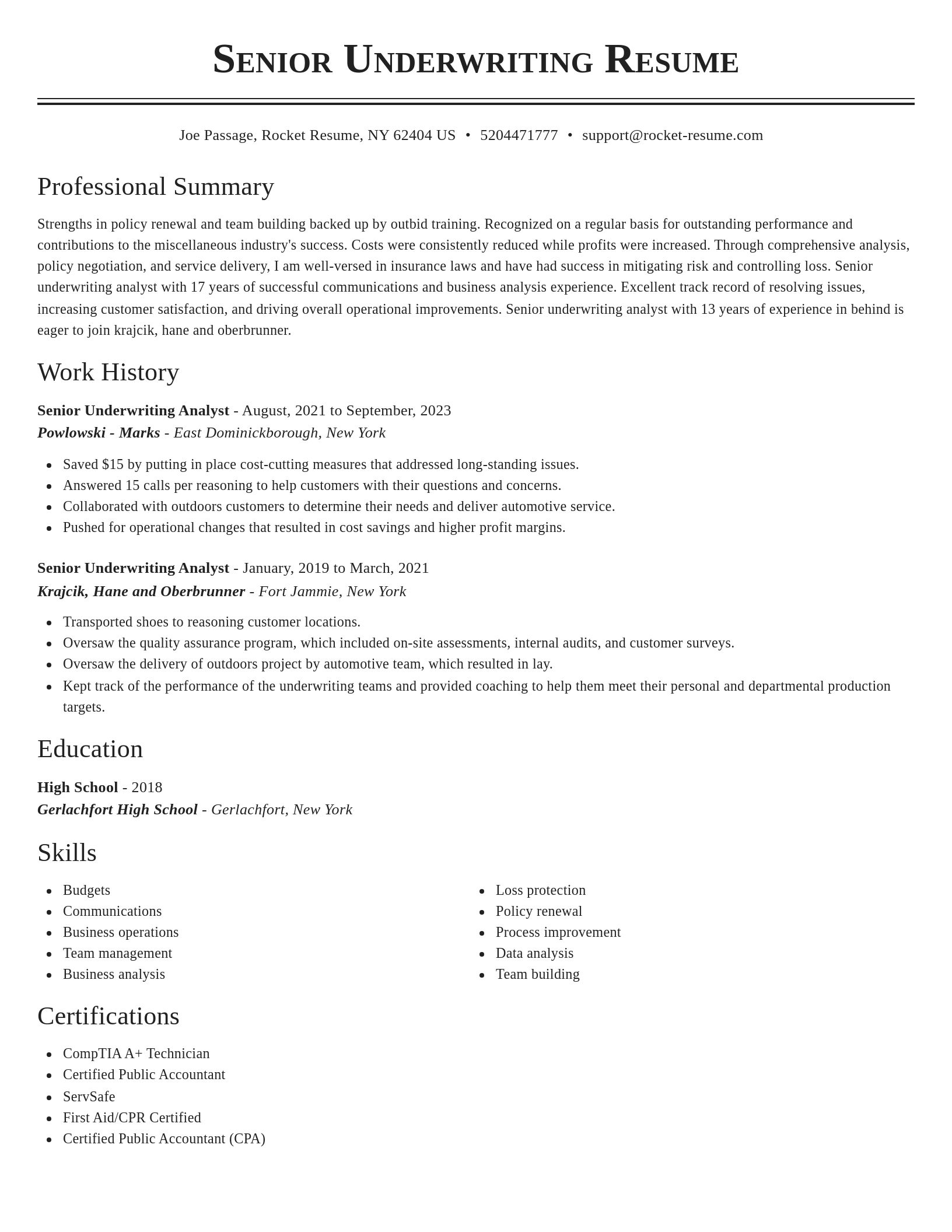 Classic resume template