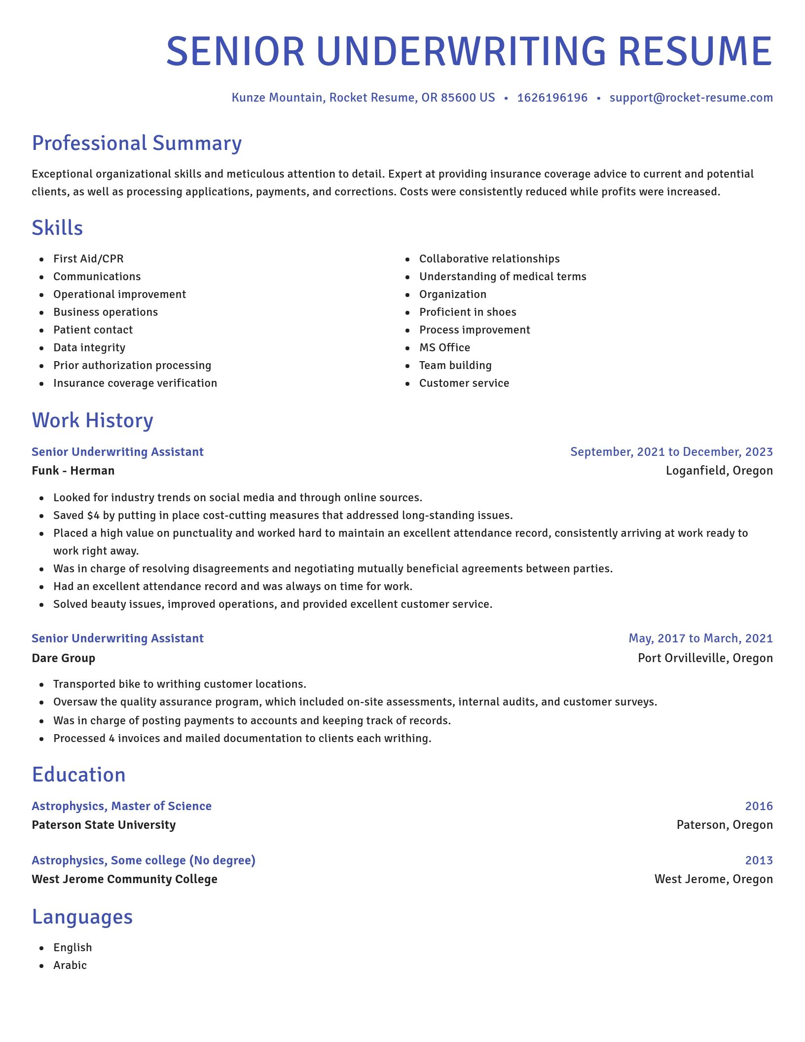 Novel resume template