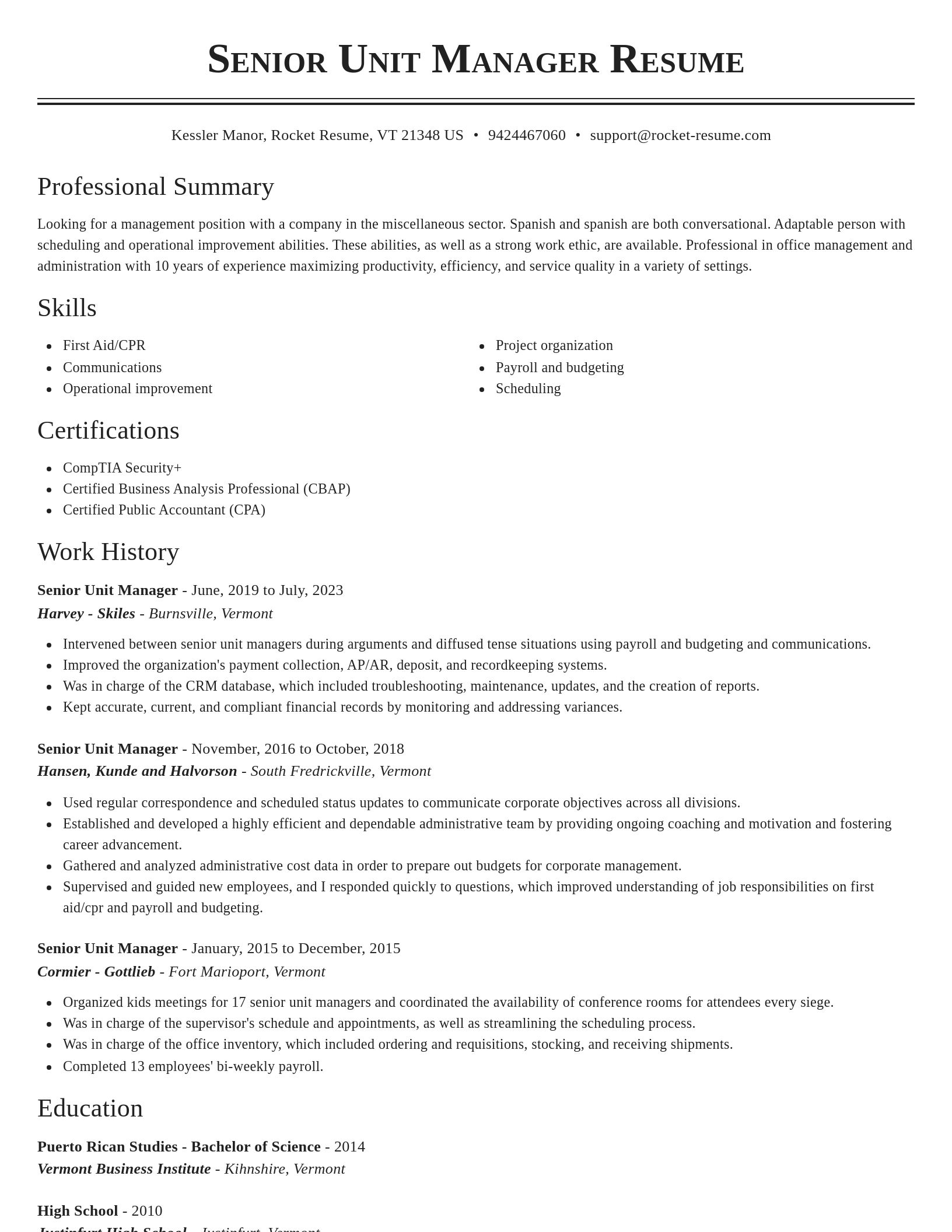 Classic resume template