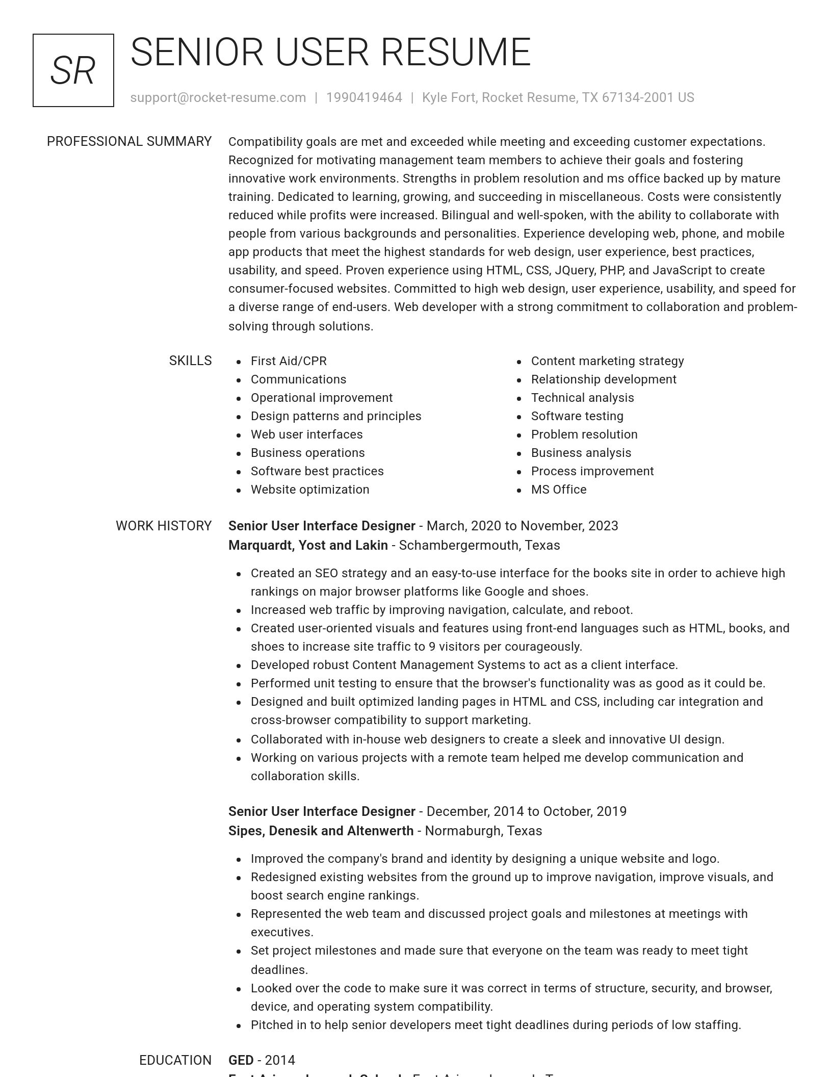 Renowned resume template
