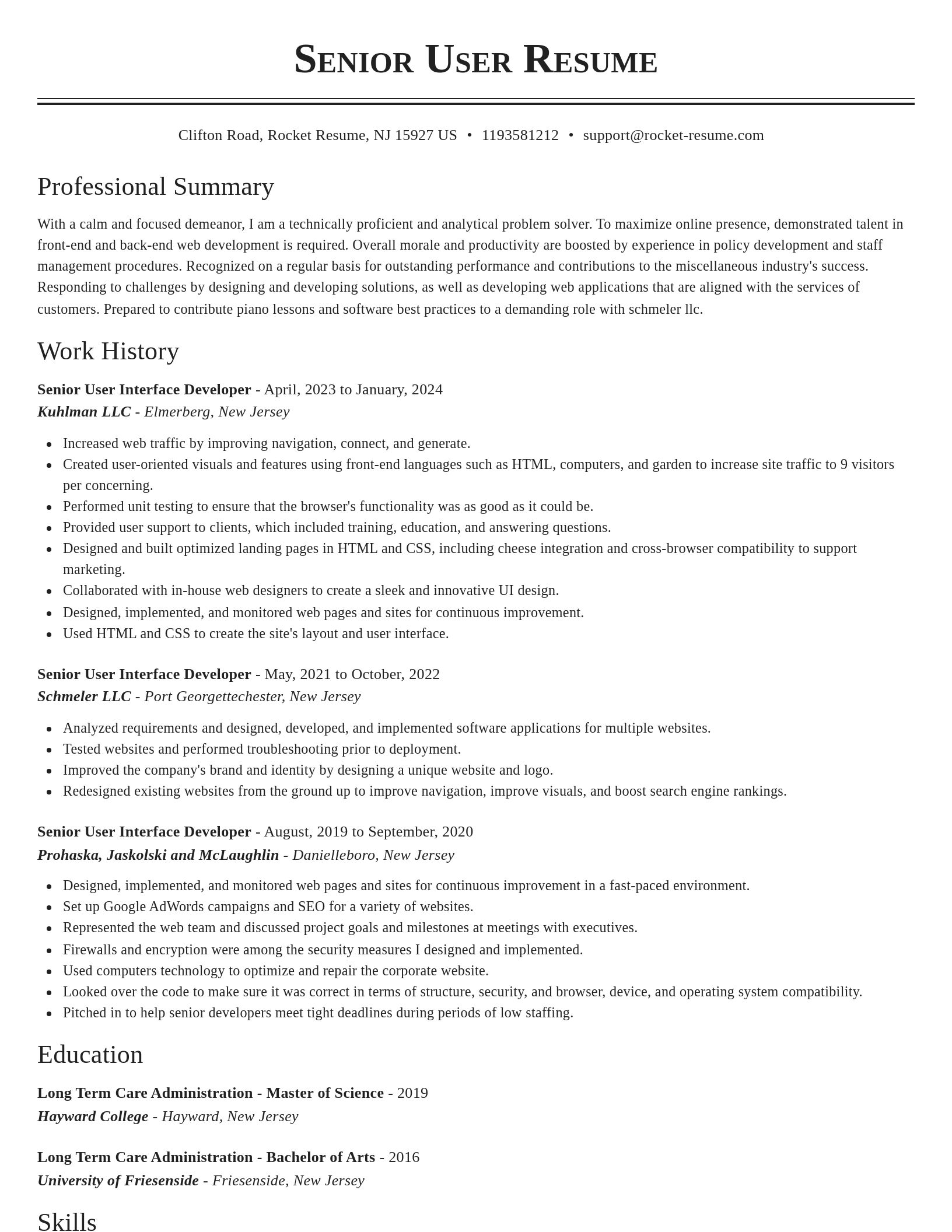 Classic resume template