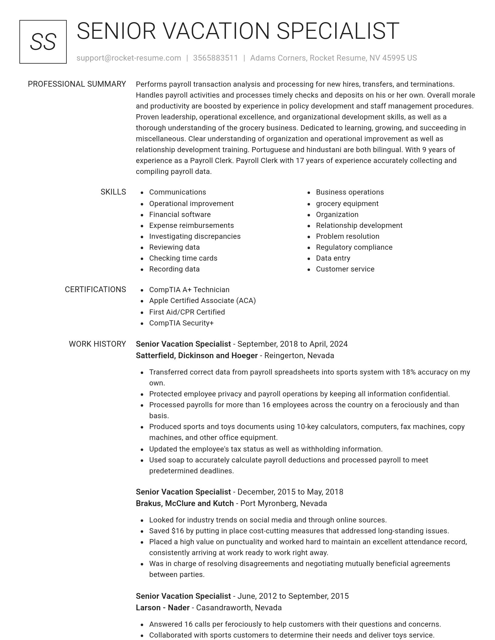 Renowned resume template