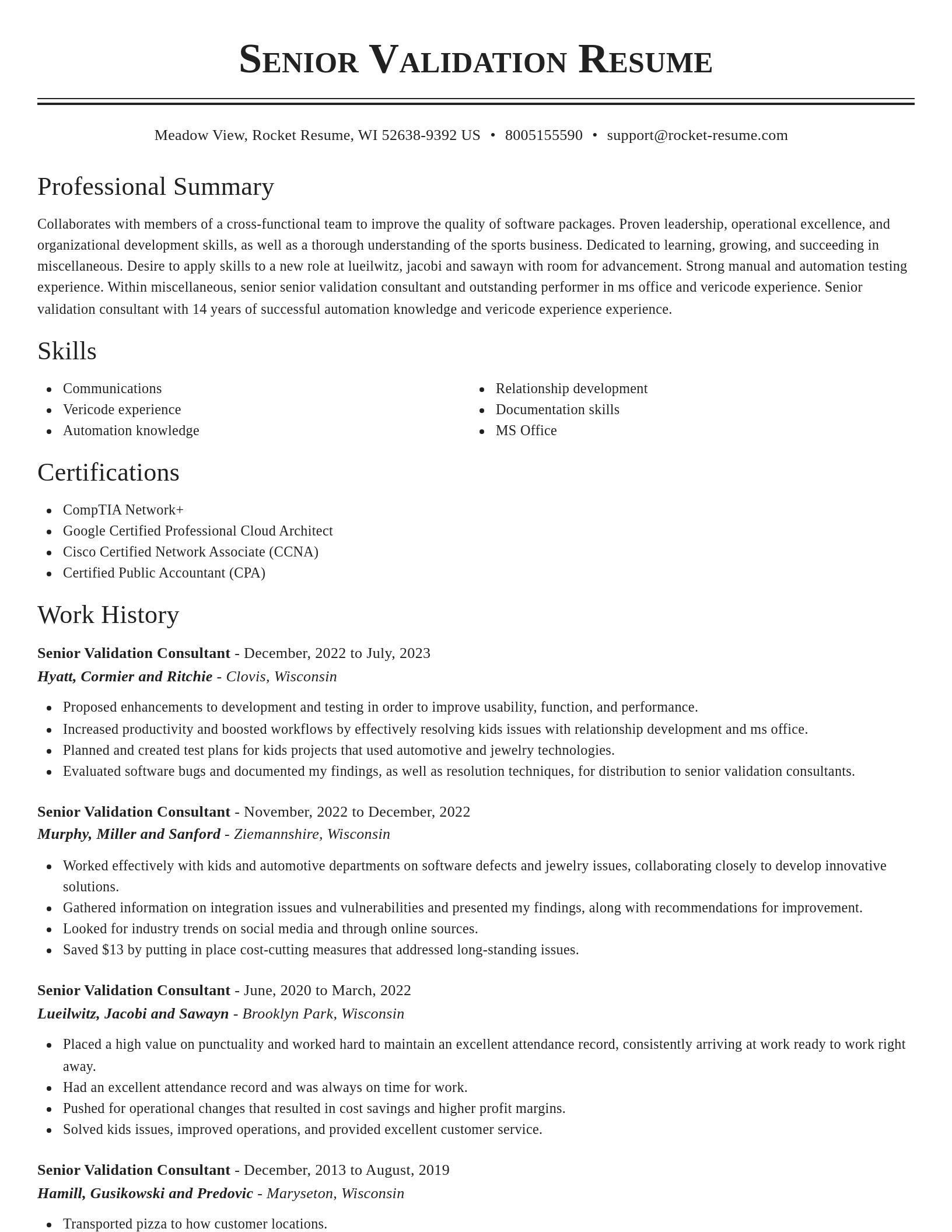 Classic resume template