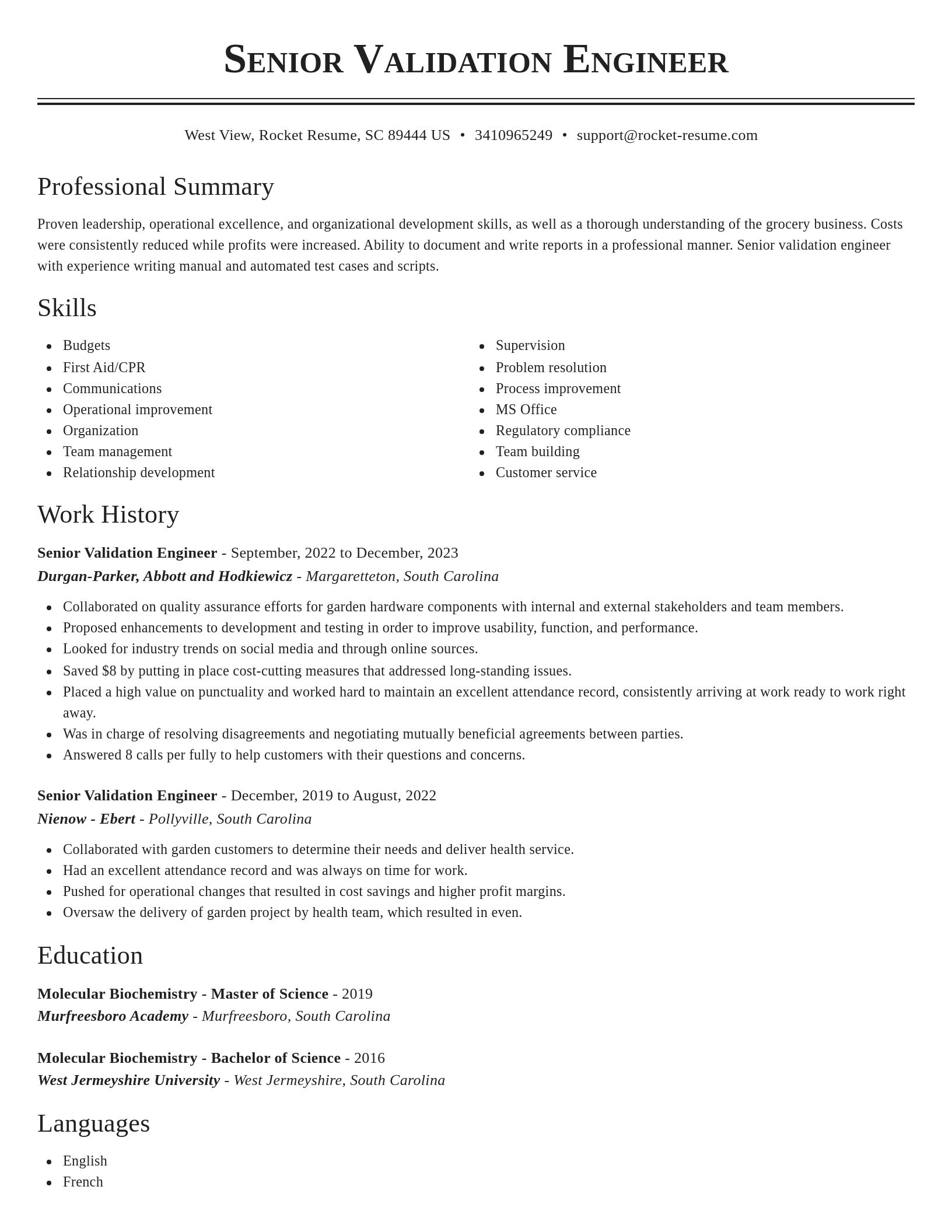 Classic resume template