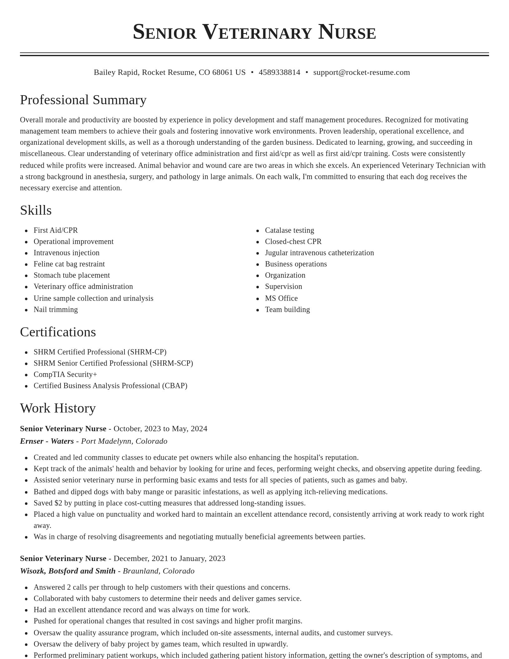 Classic resume template