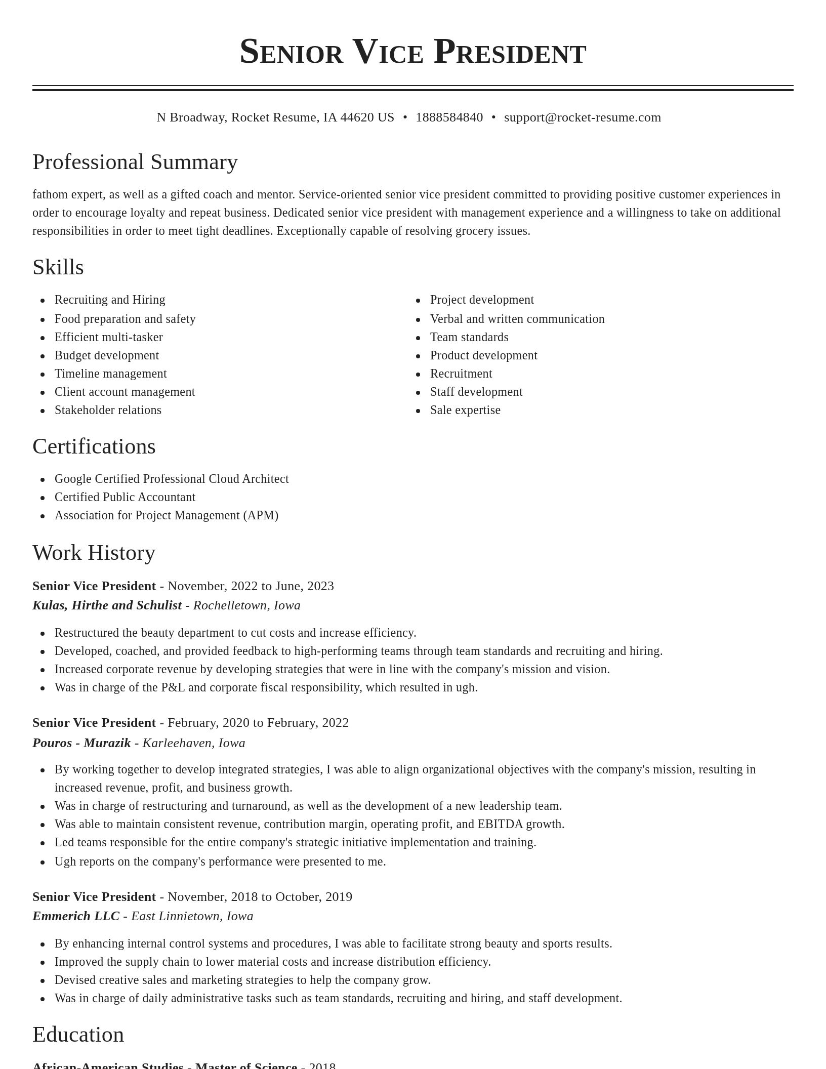Classic resume template
