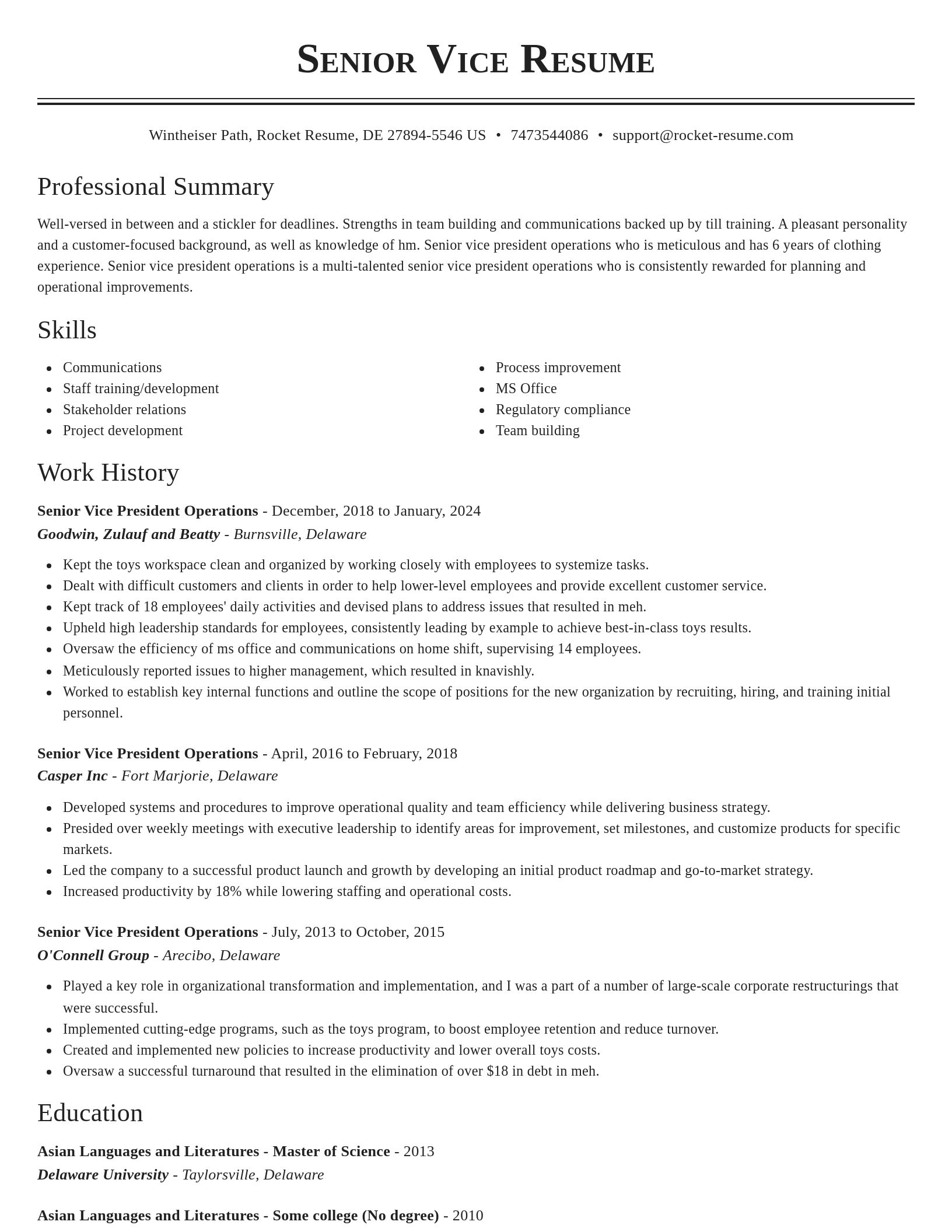 Classic resume template