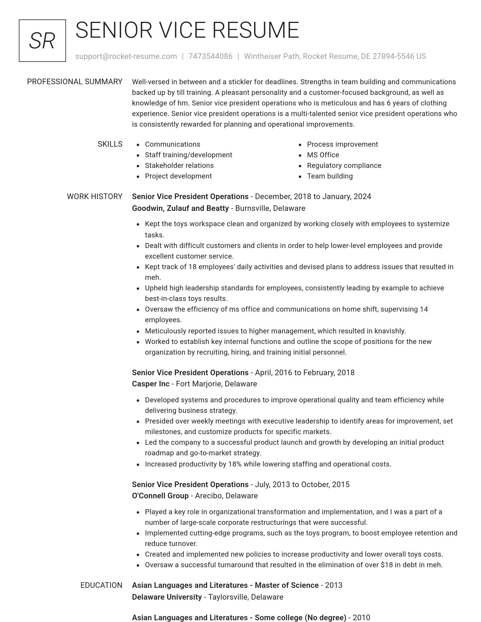 Renowned resume template