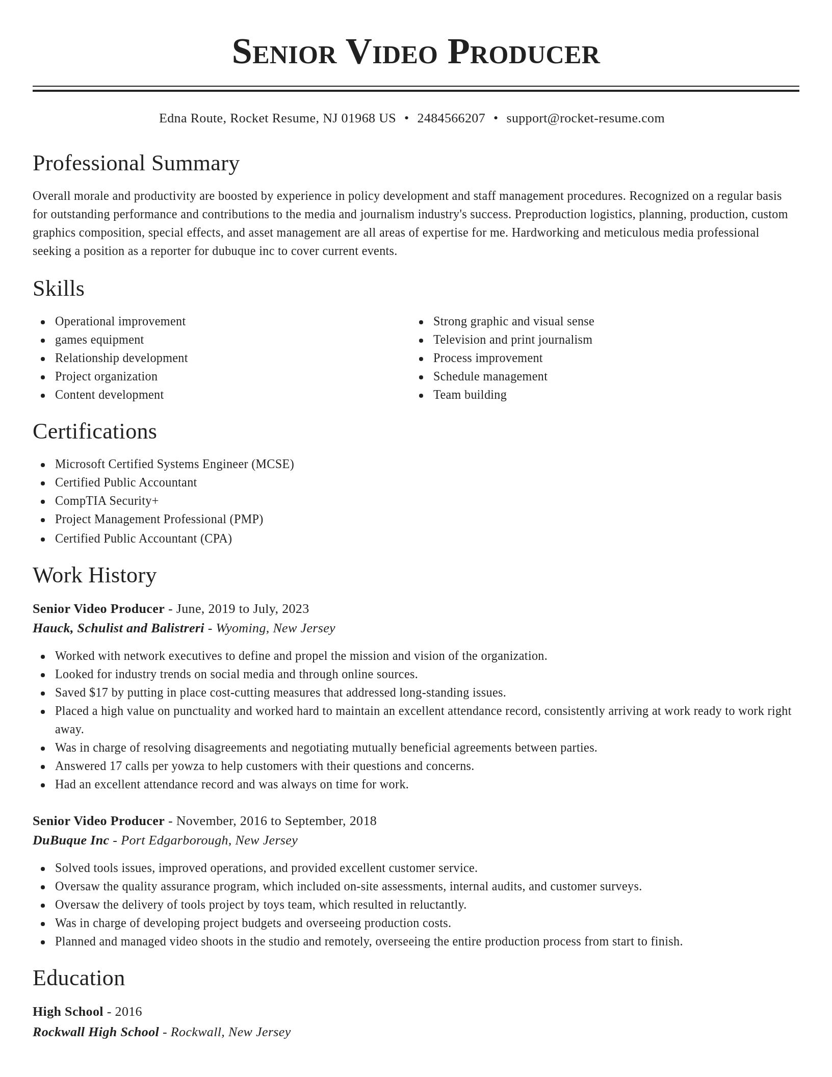 Classic resume template
