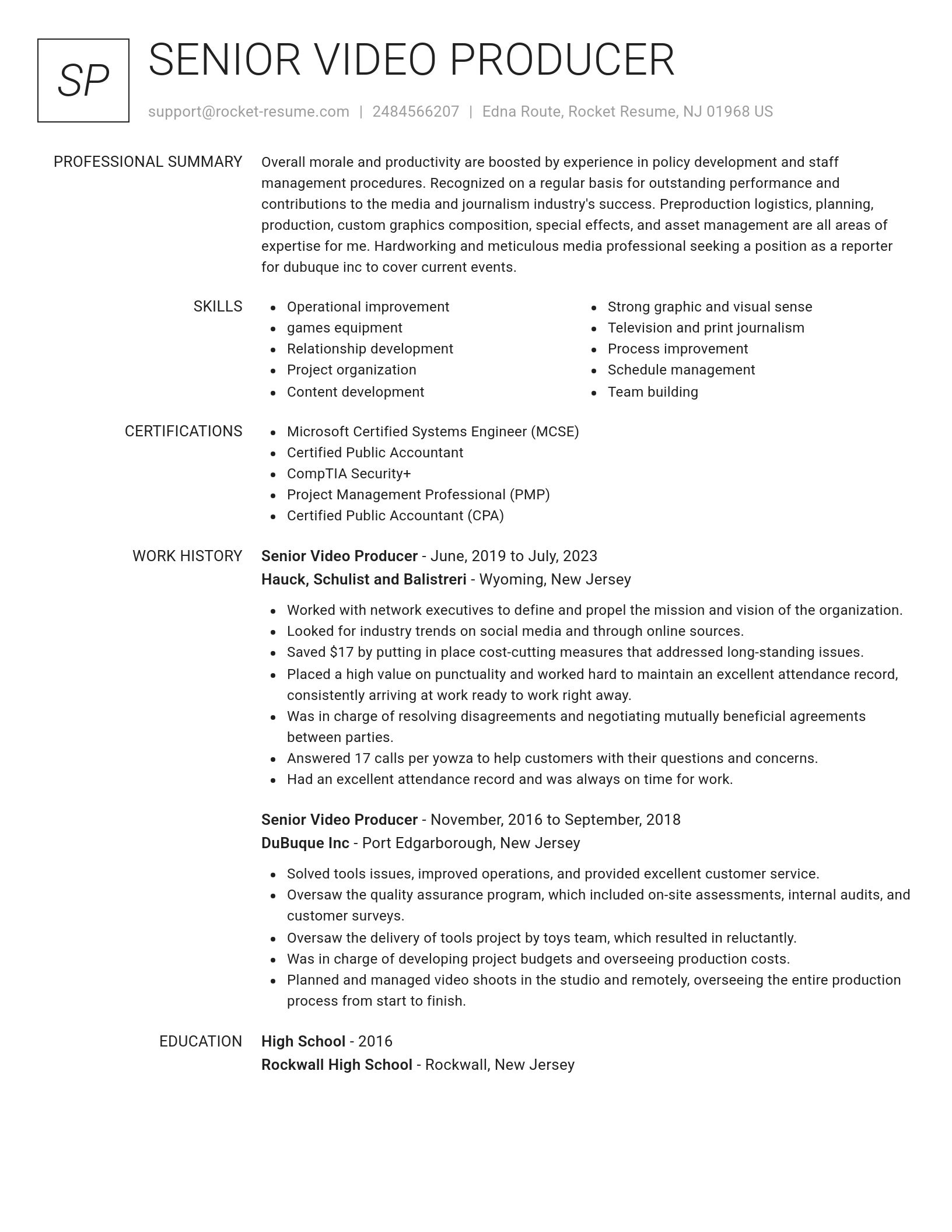Renowned resume template