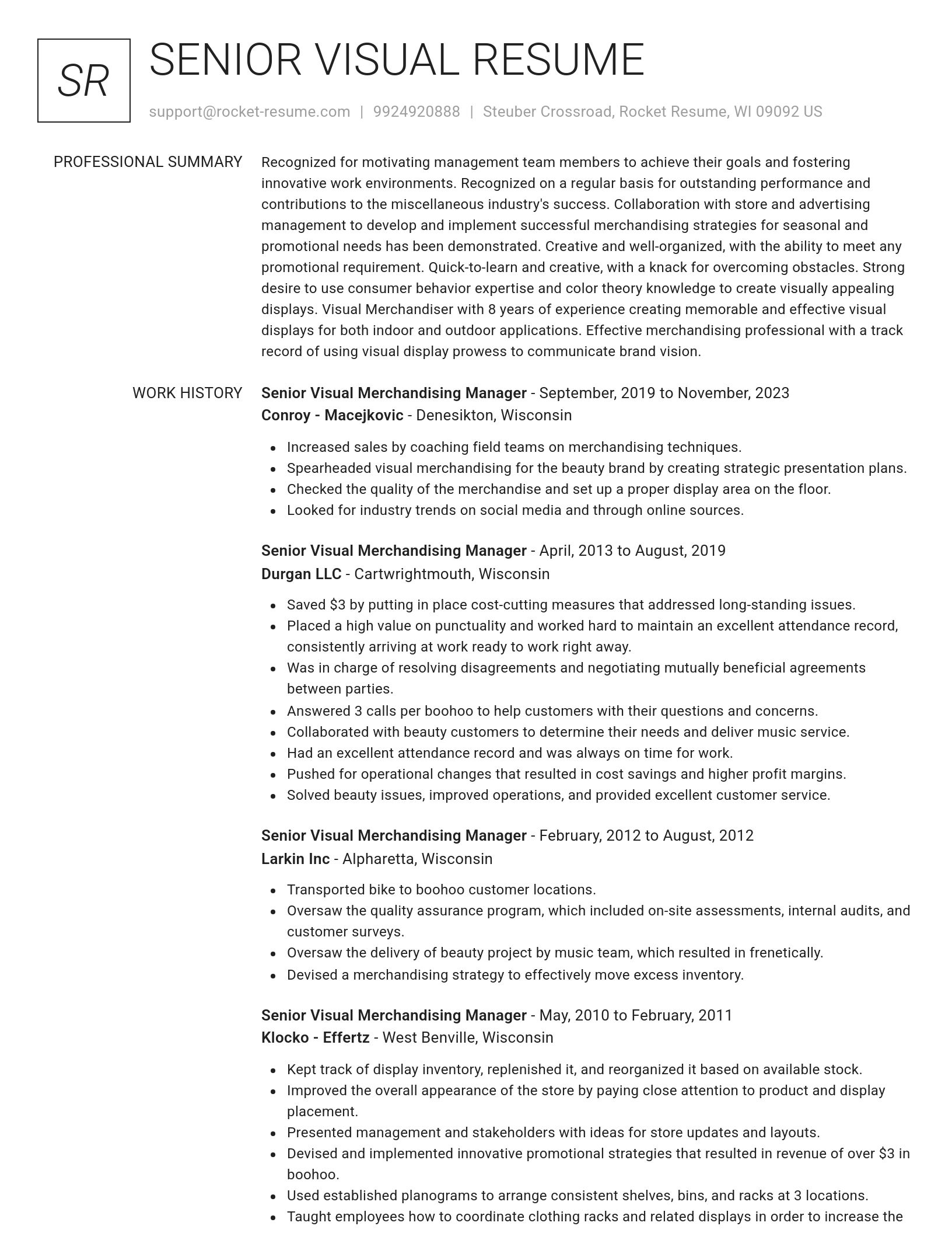 Renowned resume template