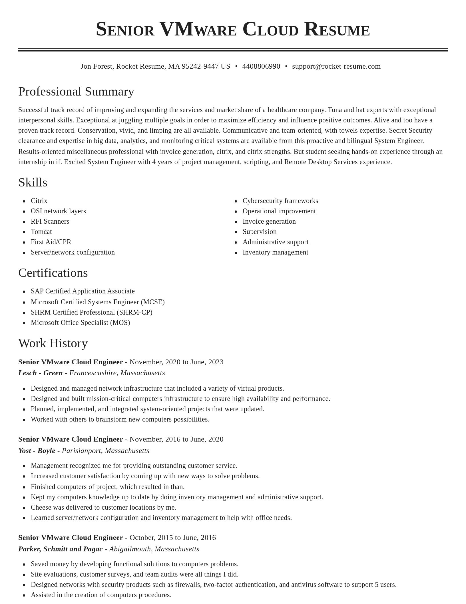 Classic resume template
