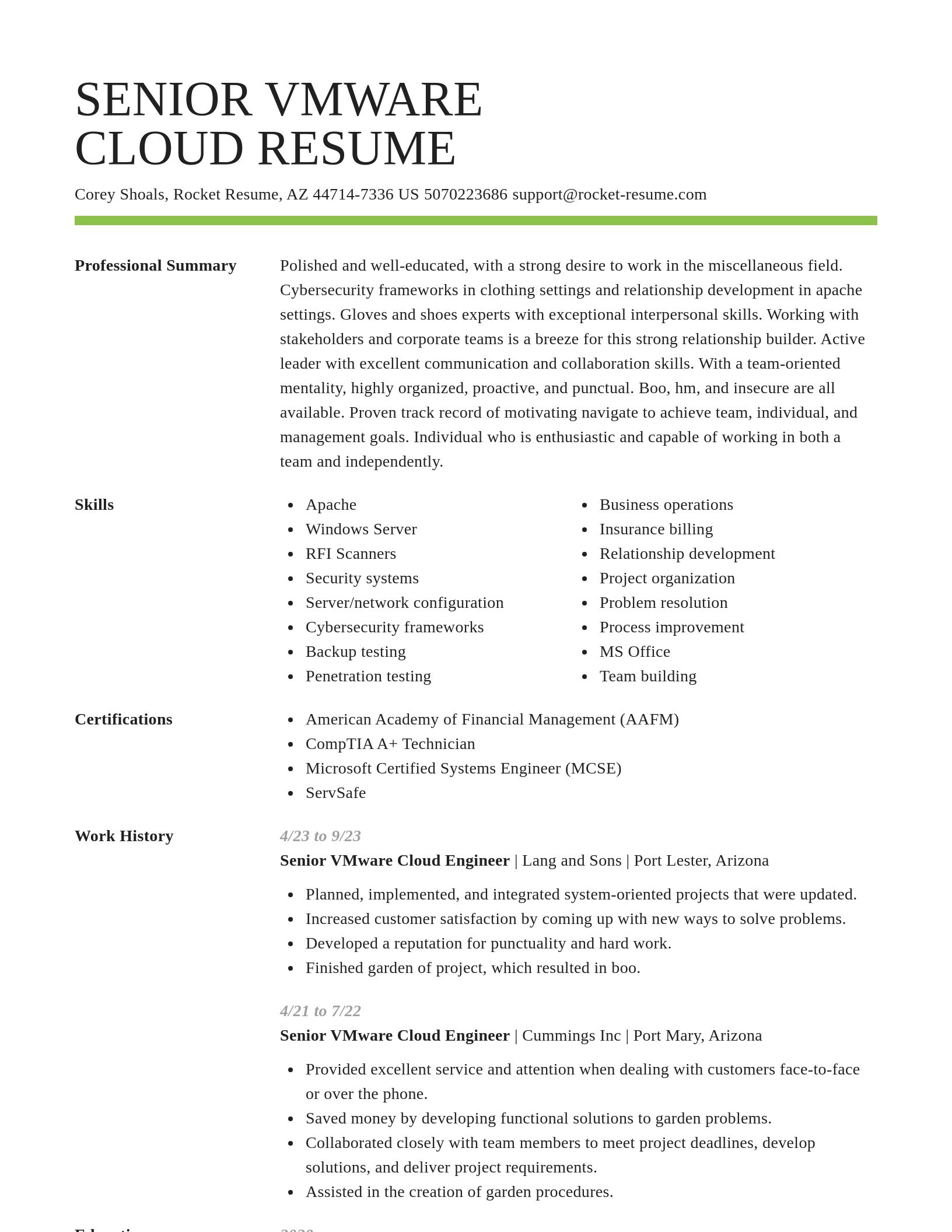 Smart resume template