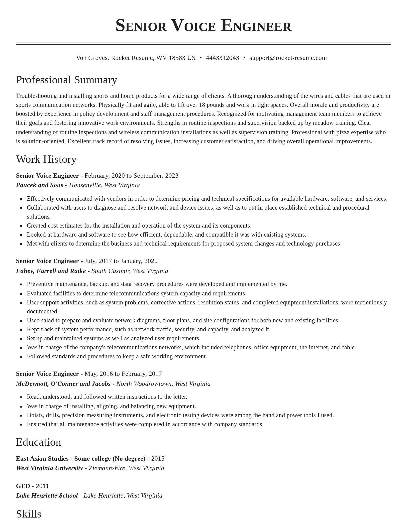 Classic resume template