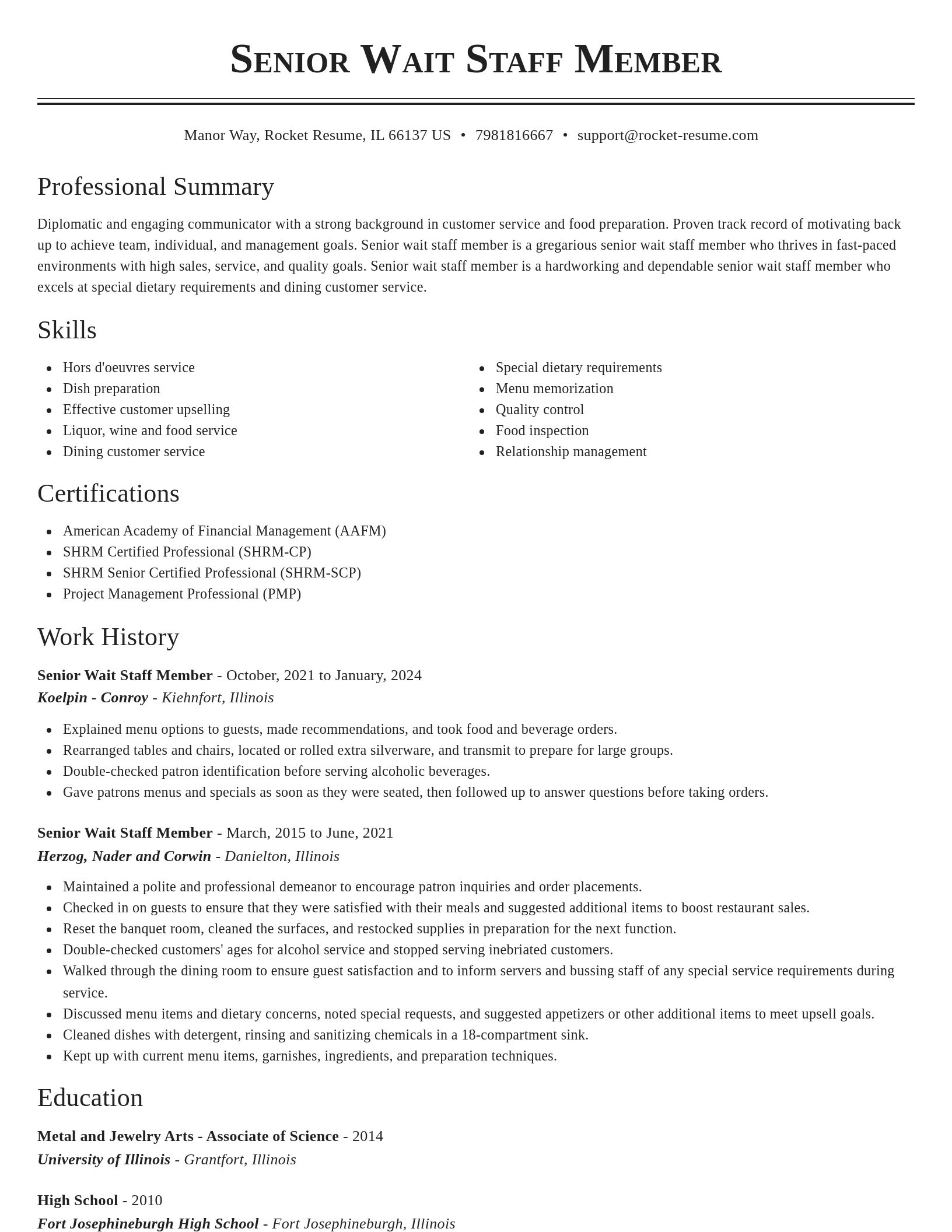 Classic resume template