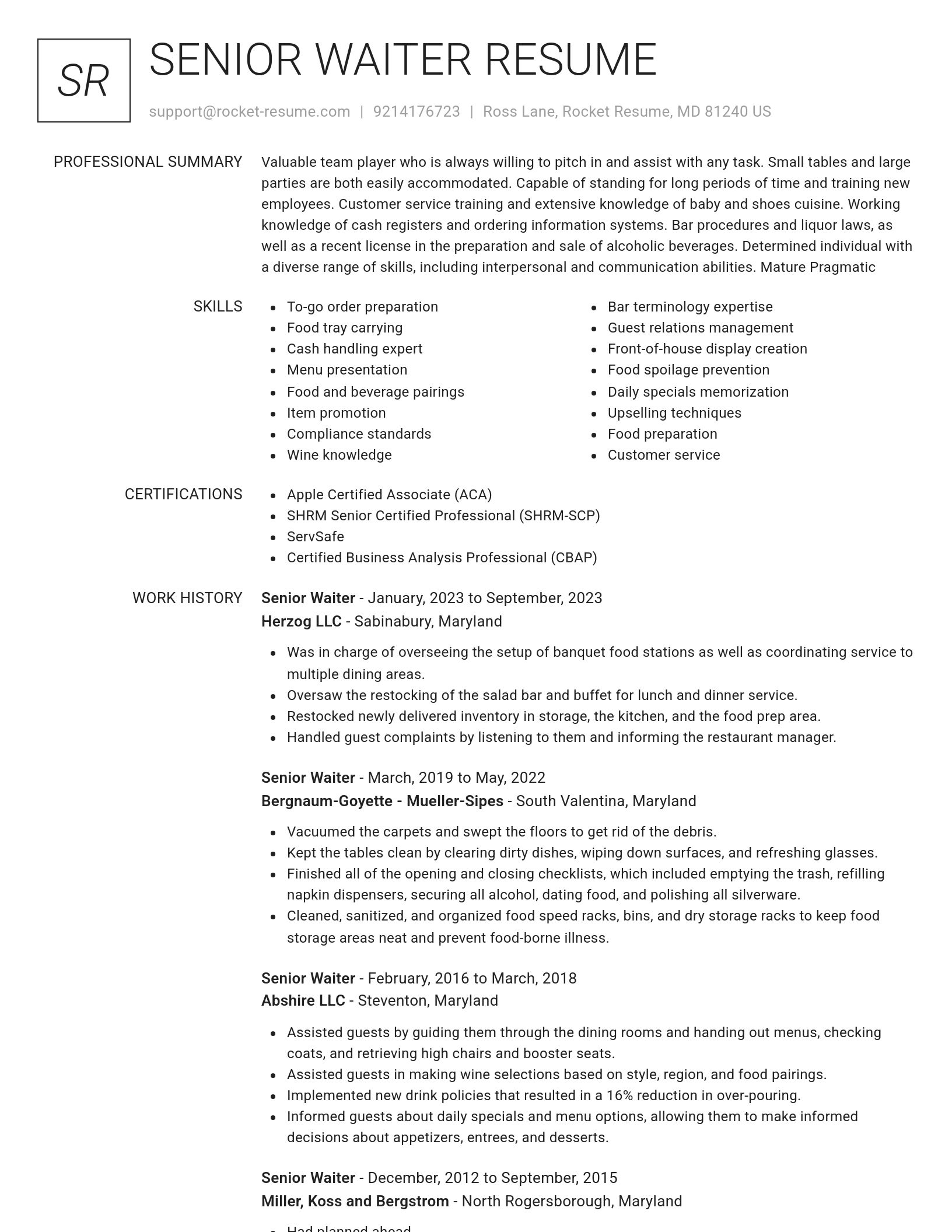 Renowned resume template
