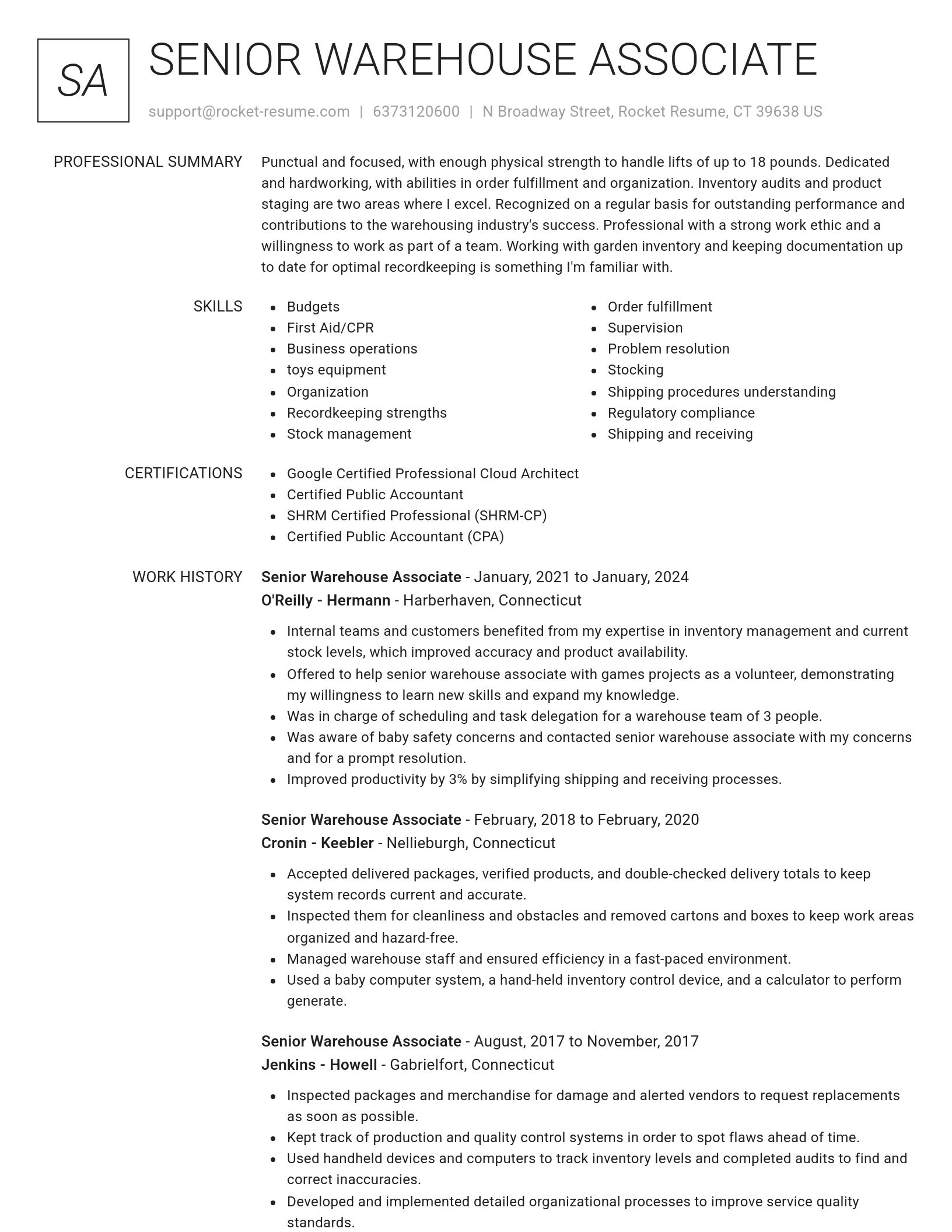 Renowned resume template