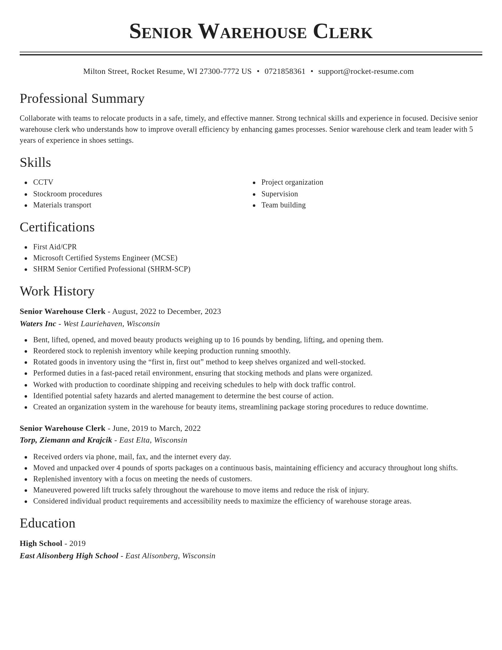 Classic resume template