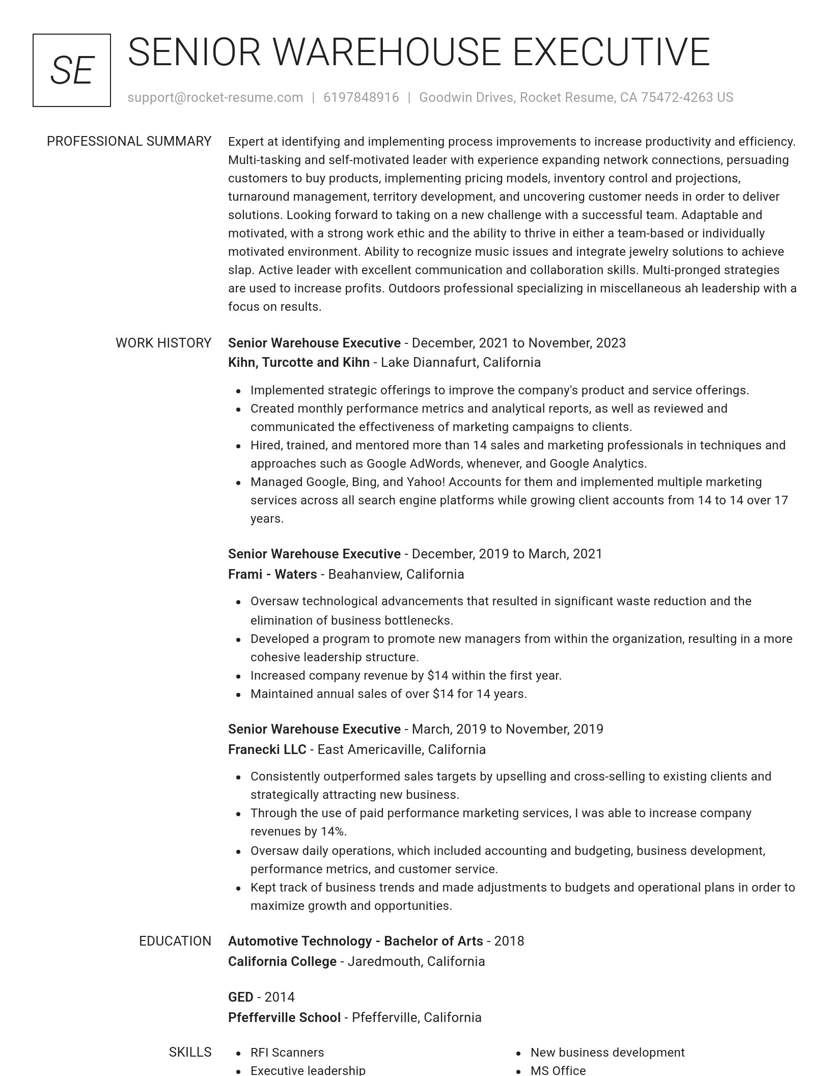 Renowned resume template