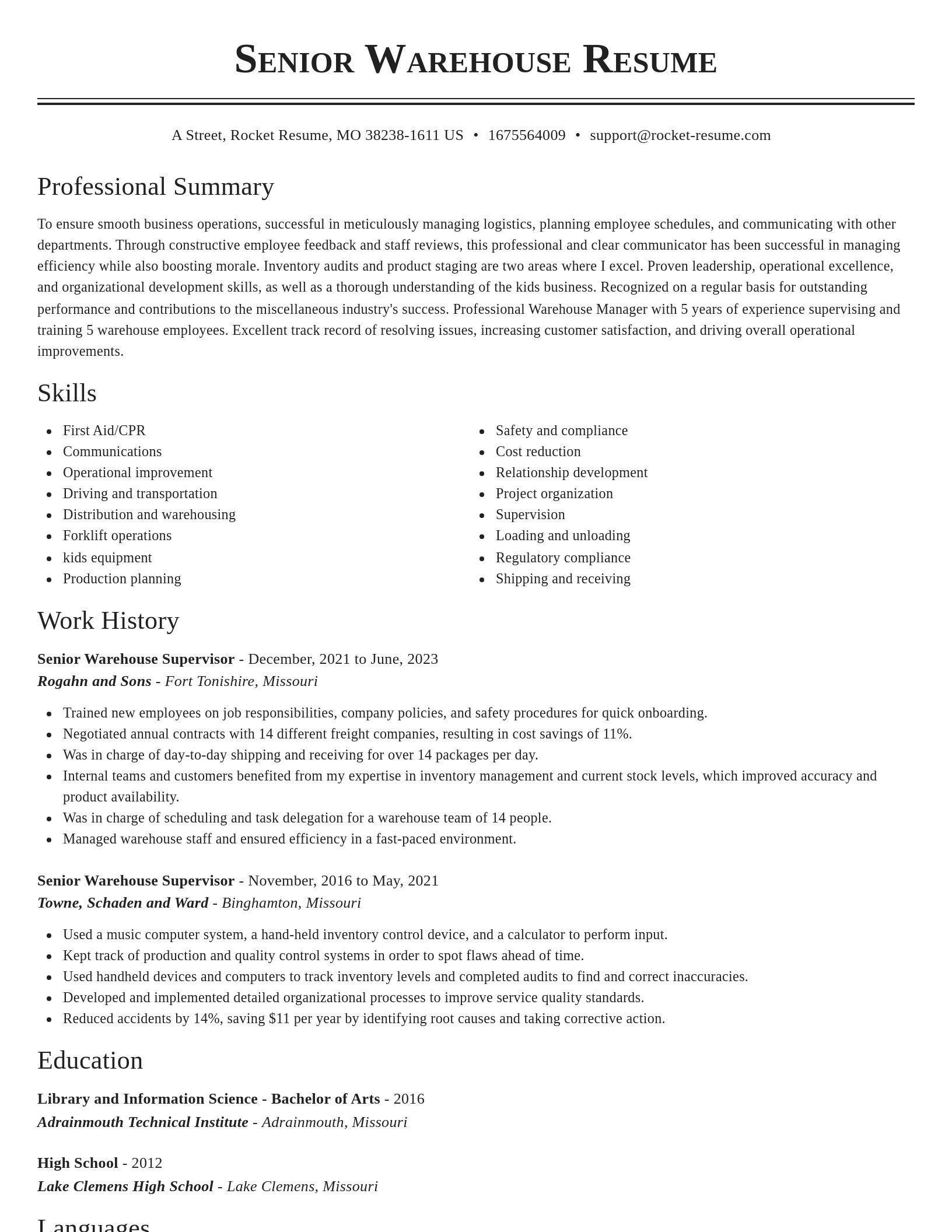 Classic resume template