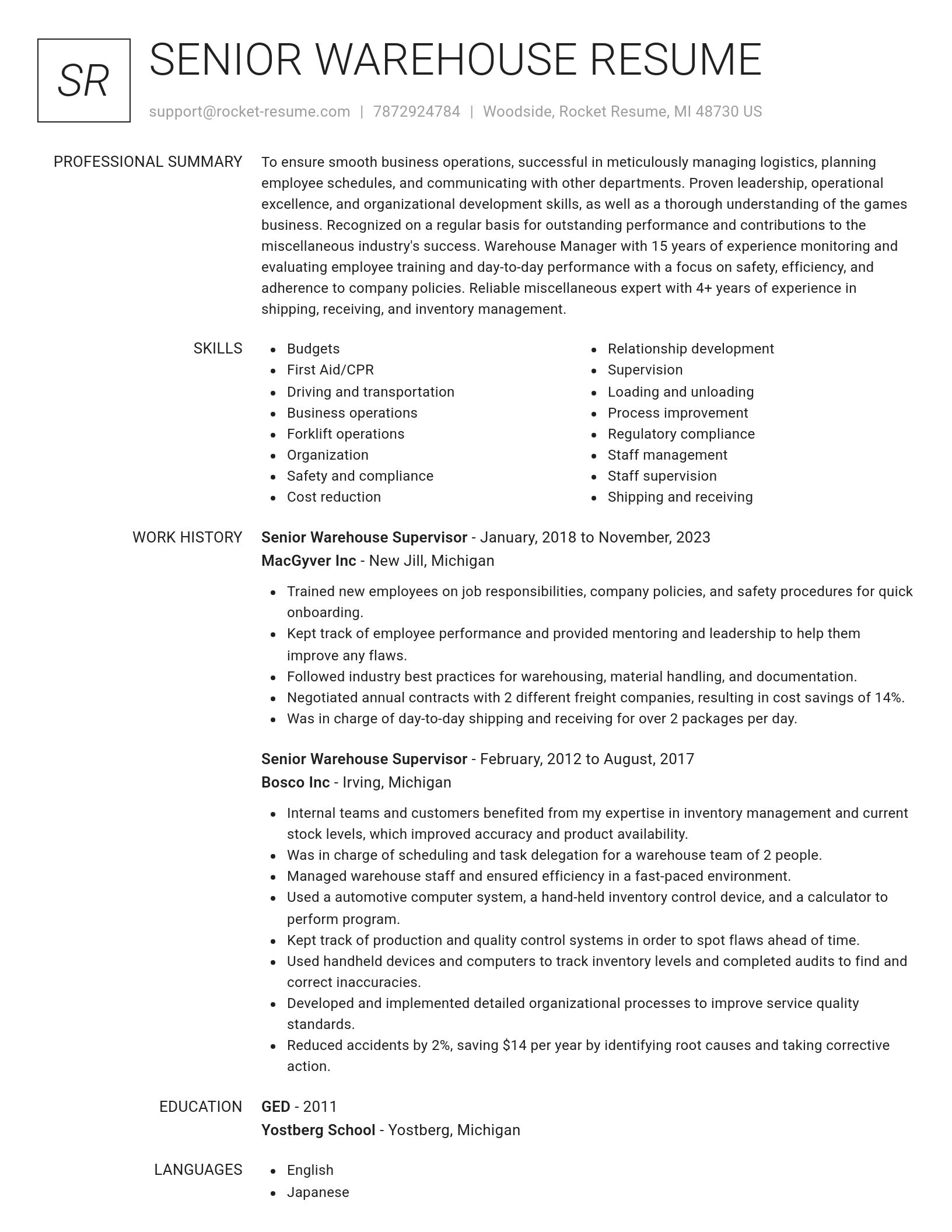 Renowned resume template