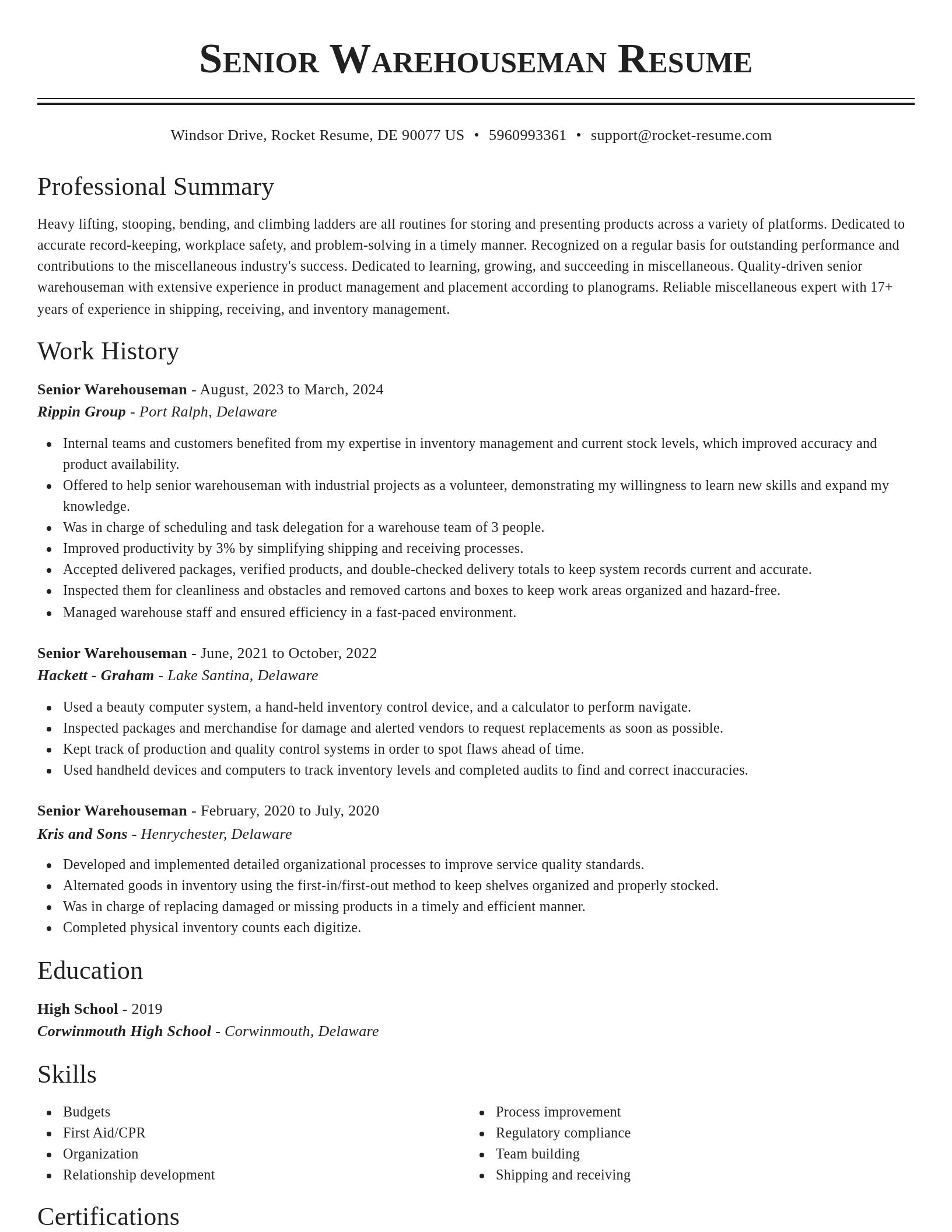 Classic resume template