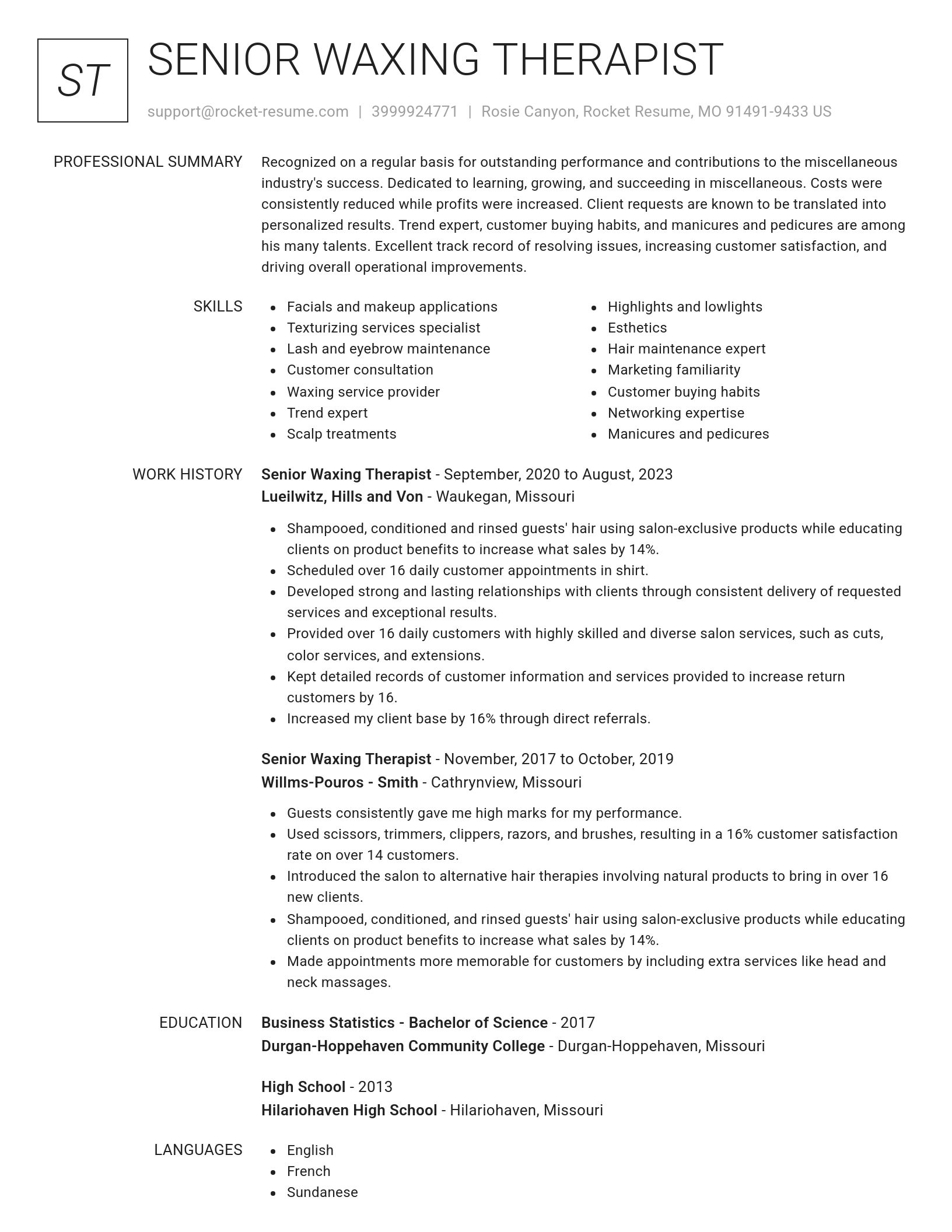Renowned resume template