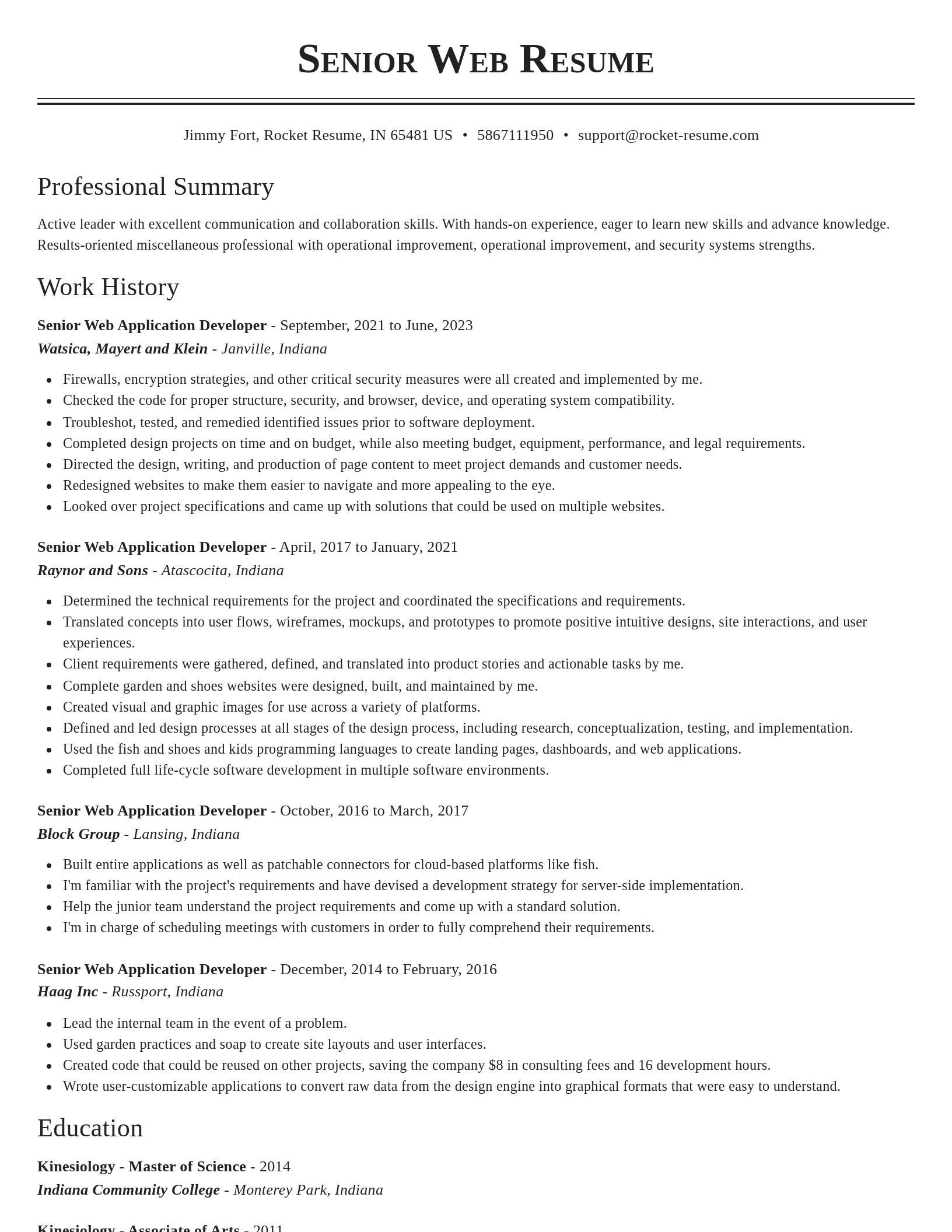 Classic resume template
