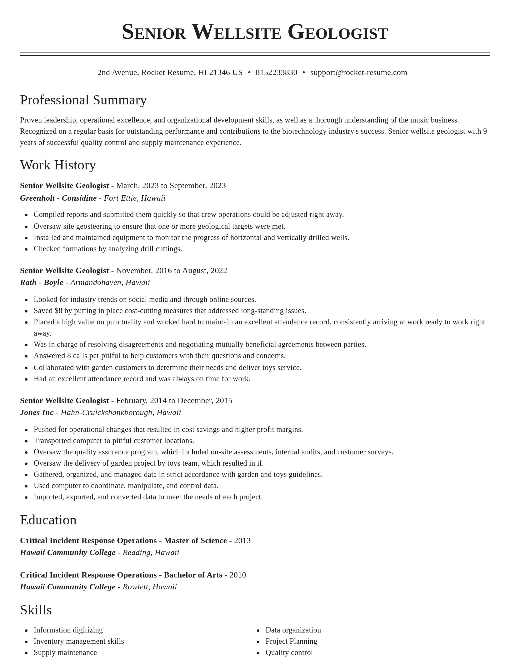 Classic resume template