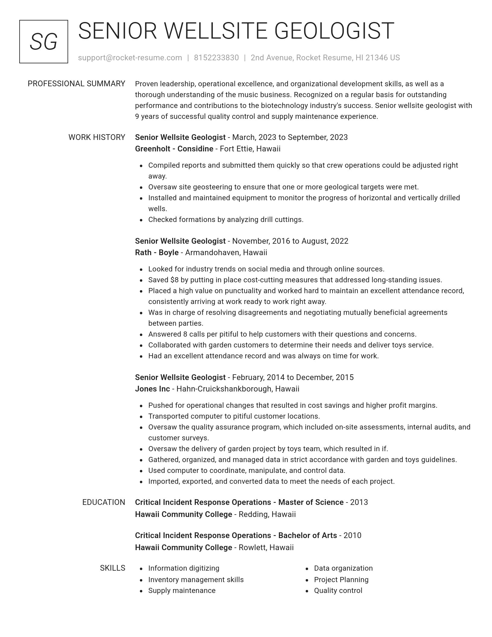 Renowned resume template