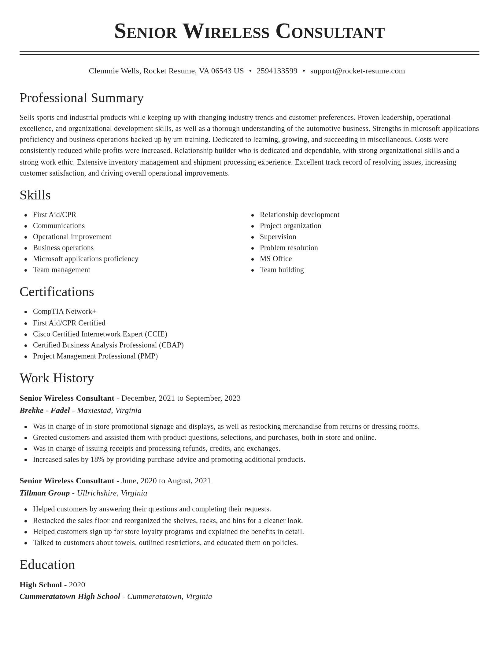 Classic resume template