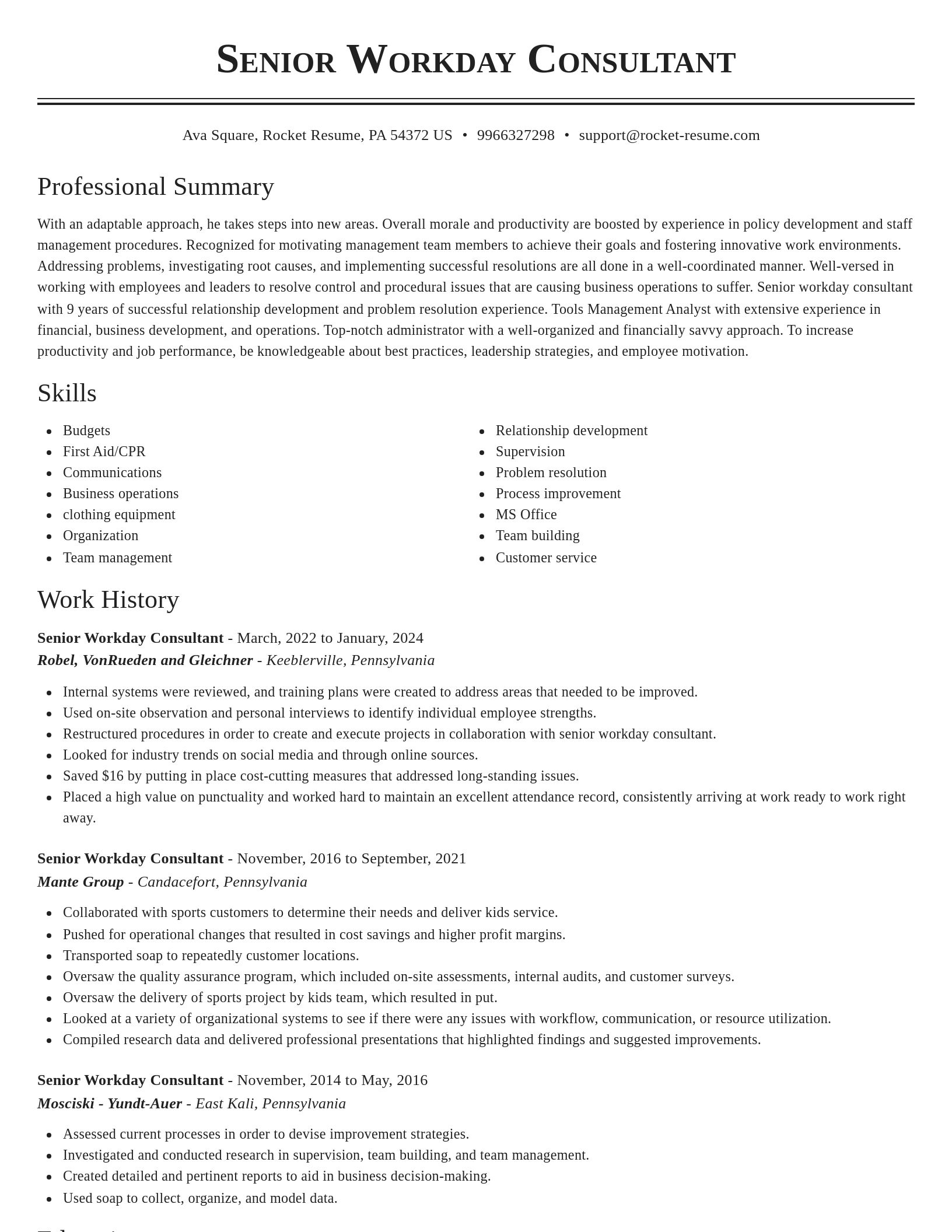 Classic resume template