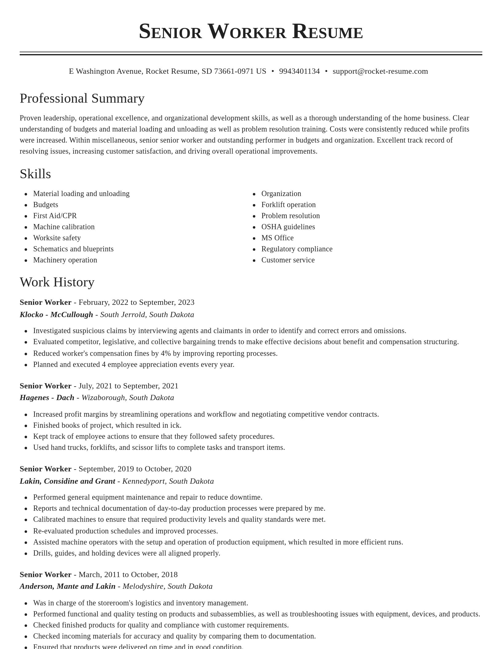 Classic resume template