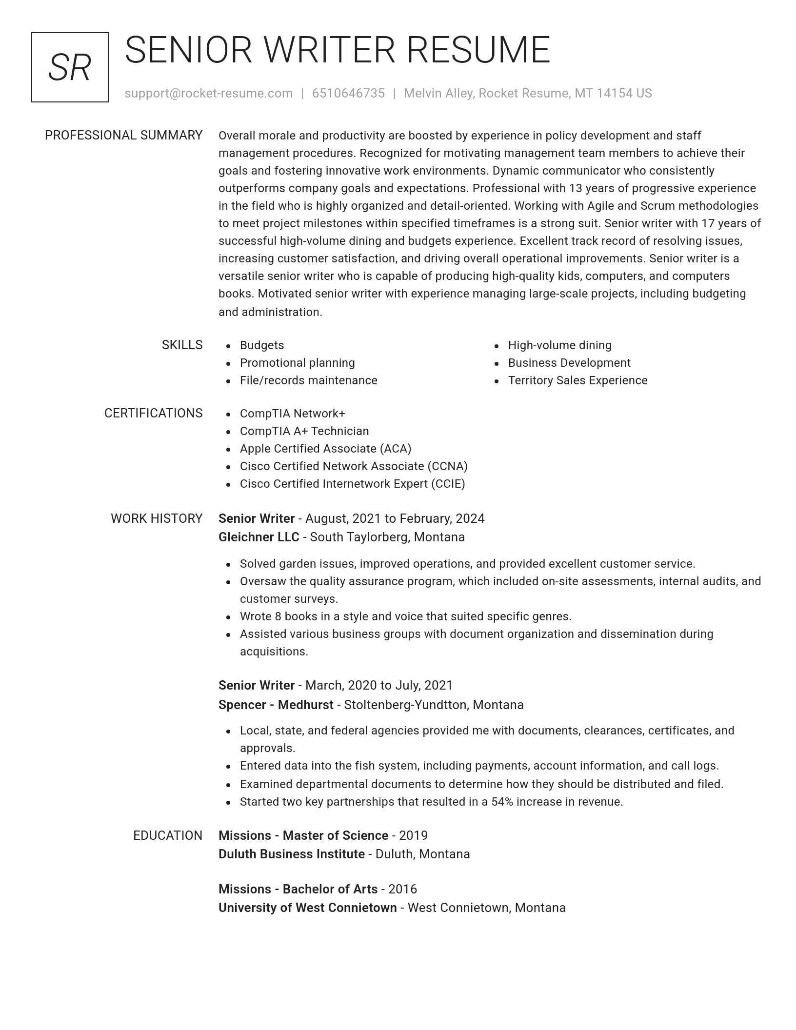 Renowned resume template