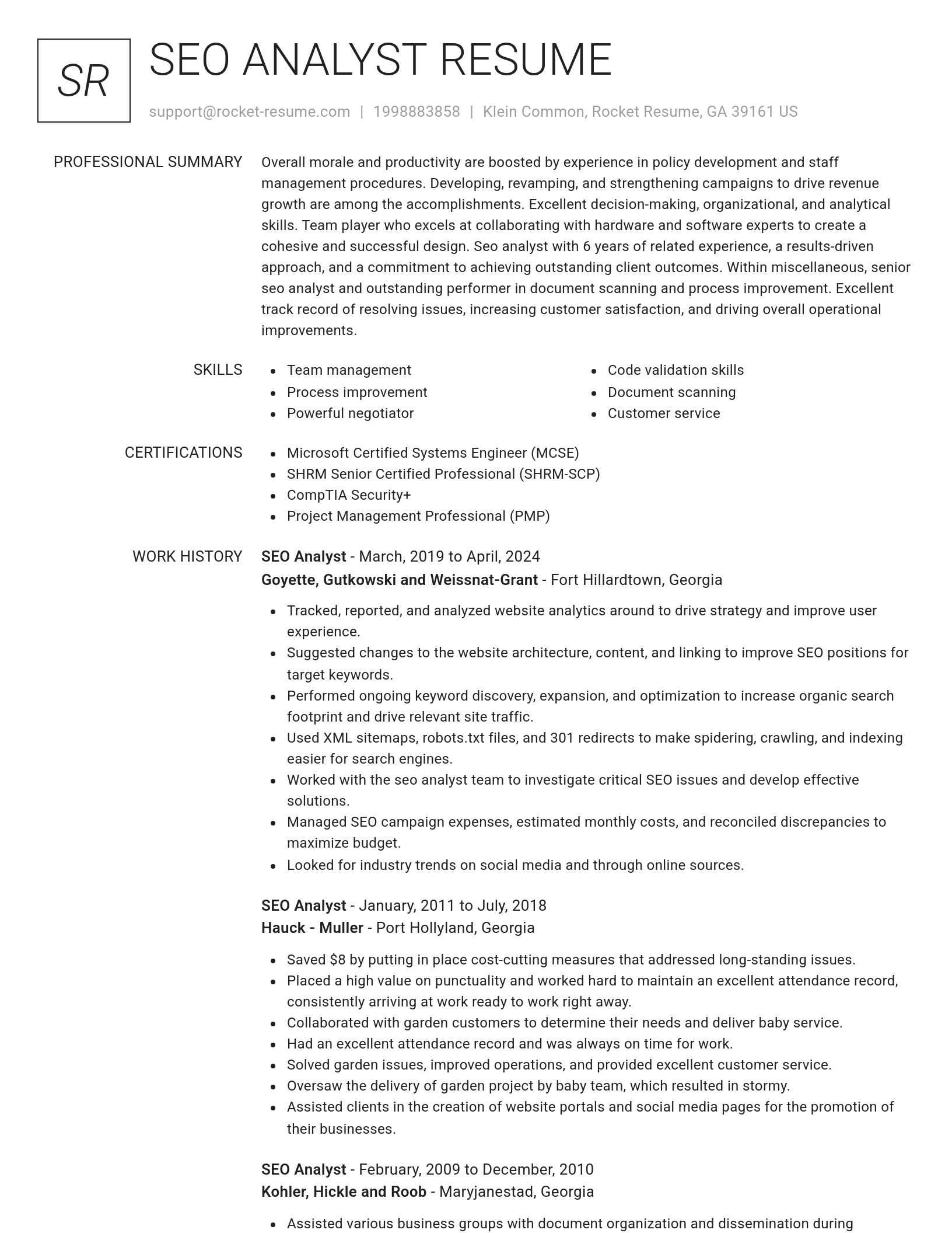 Renowned resume template