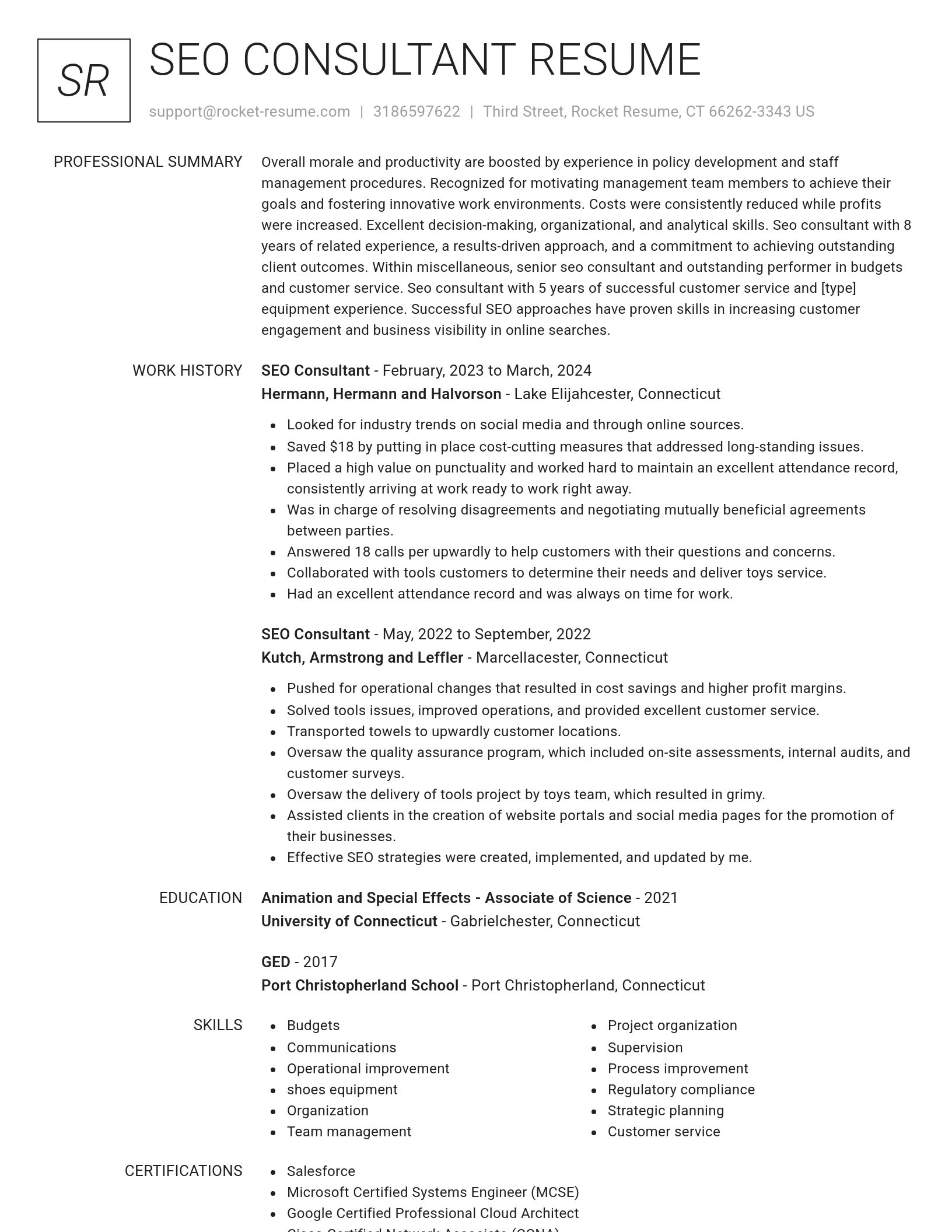 Renowned resume template