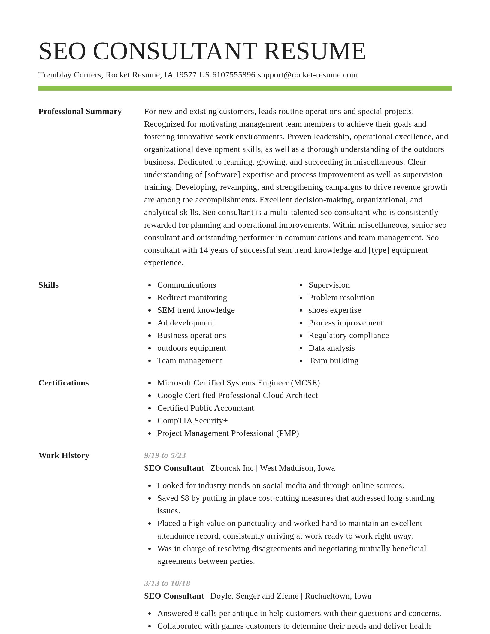 Smart resume template