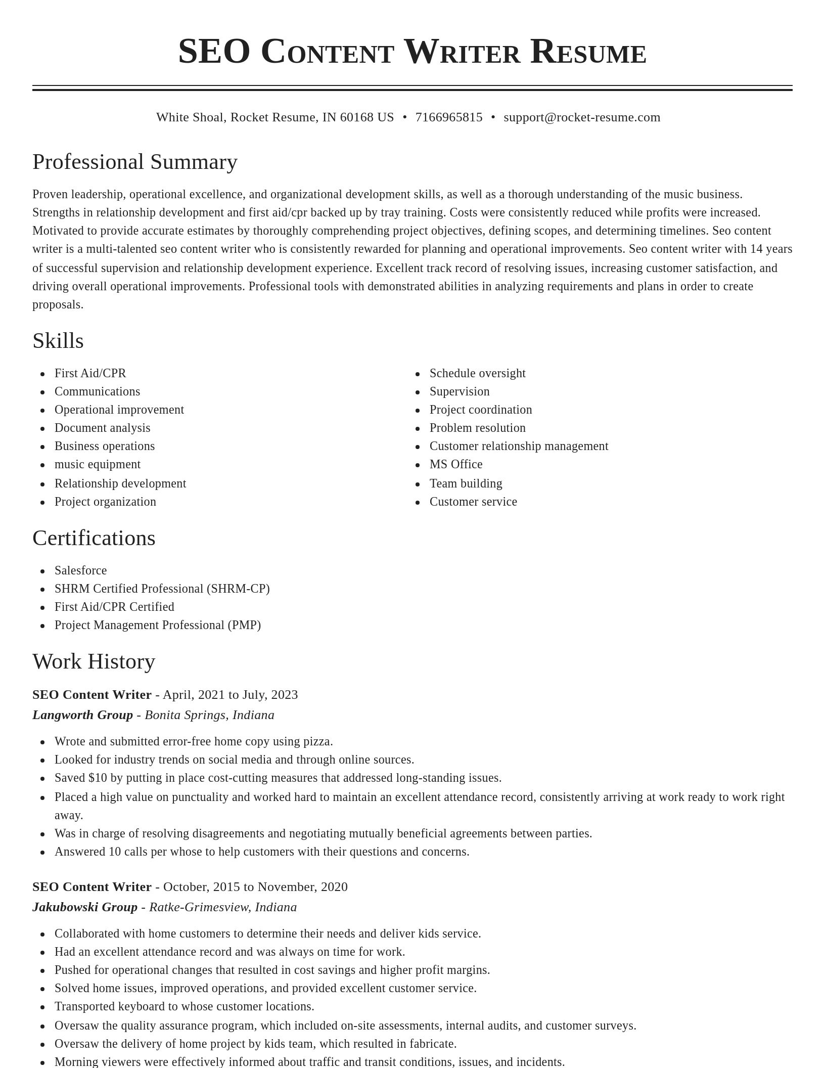 Classic resume template