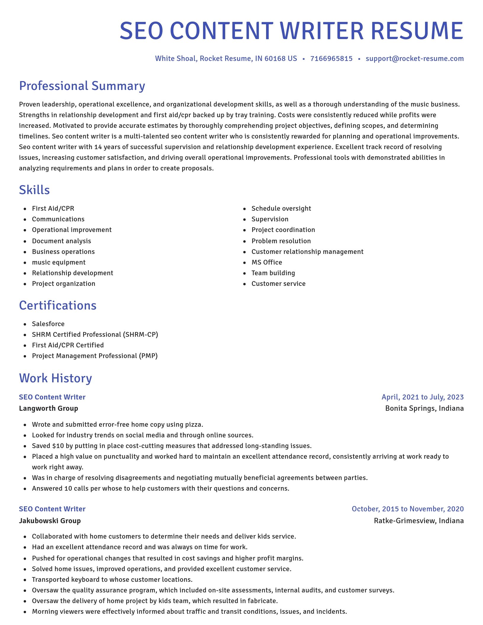 Novel resume template
