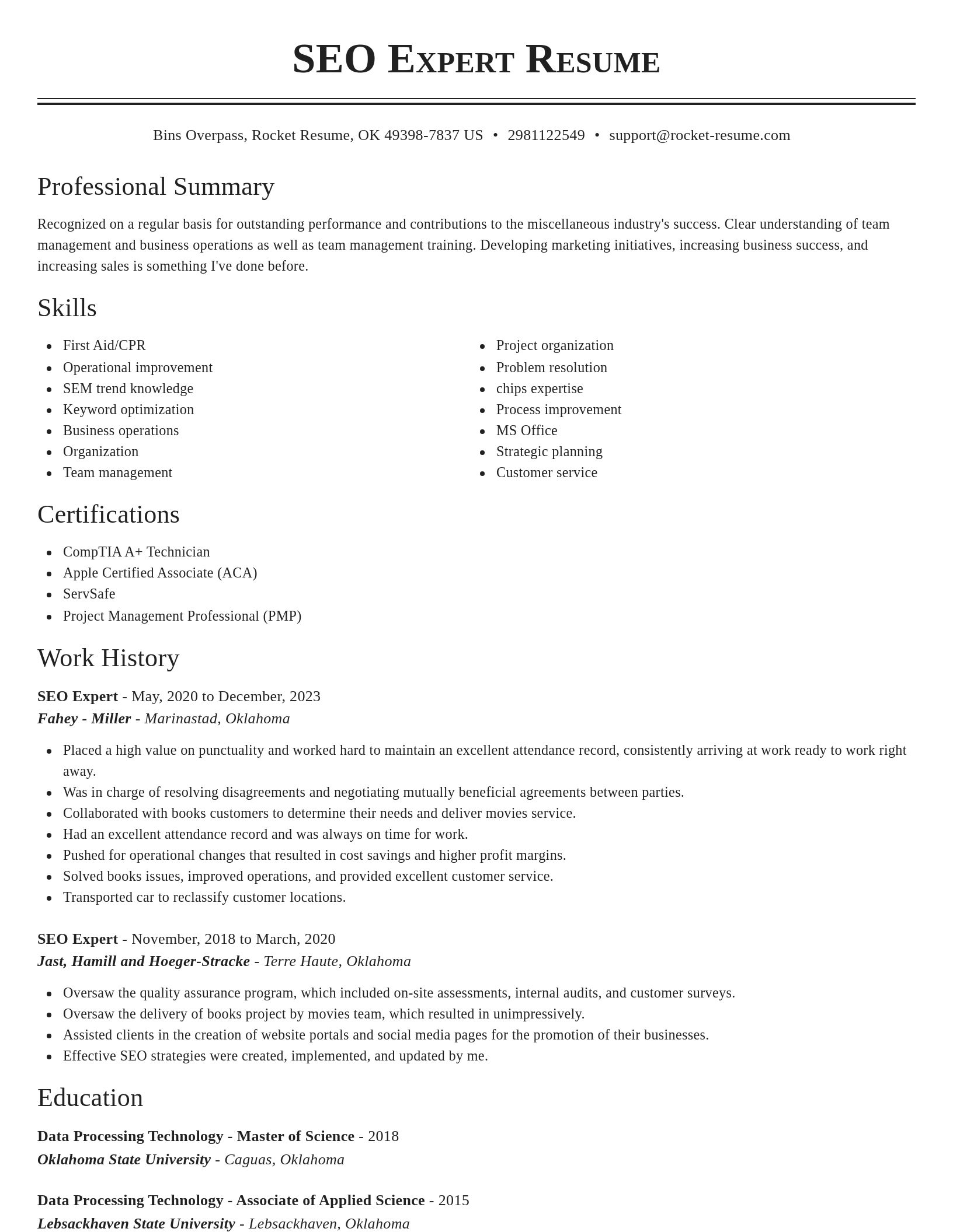 Classic resume template