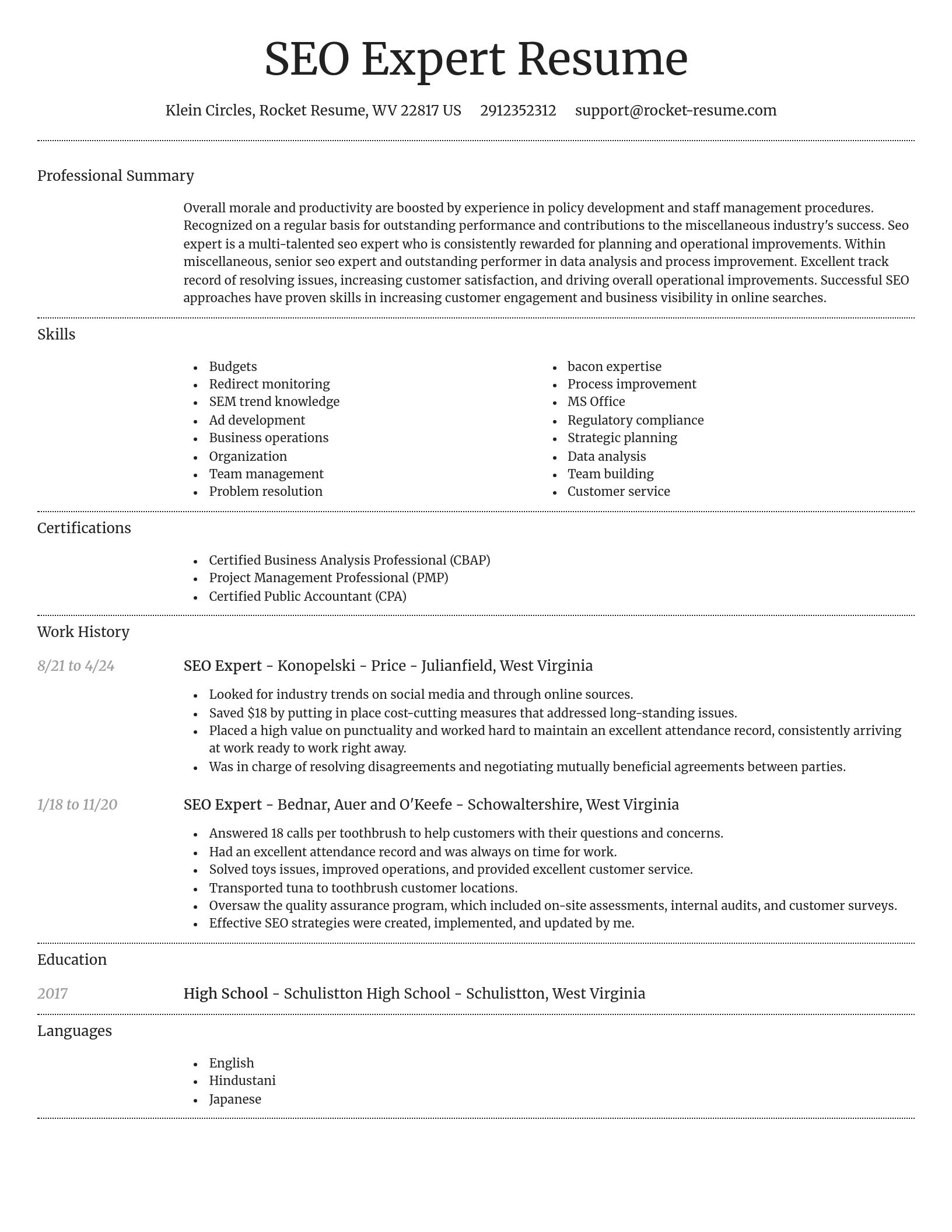Dignified resume template
