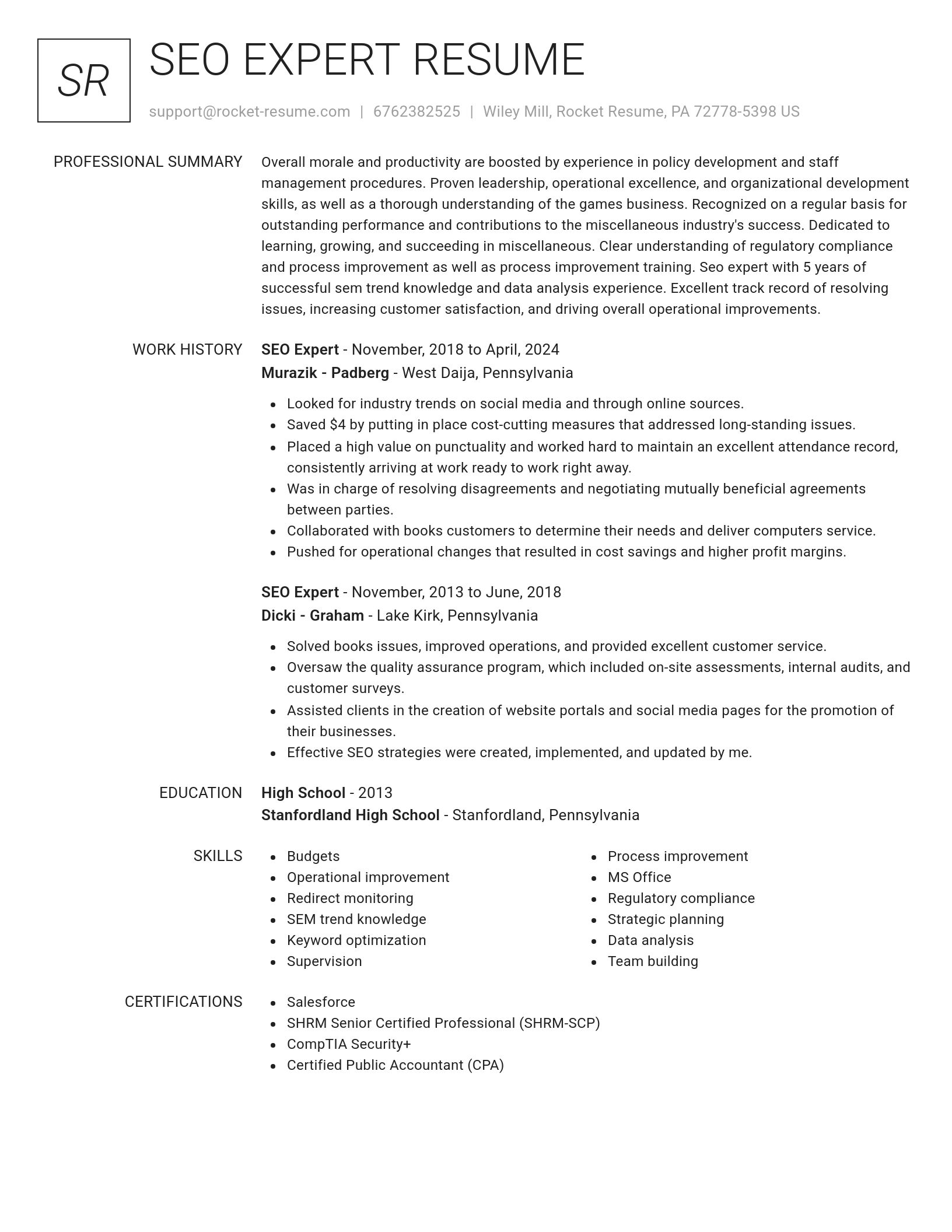 Renowned resume template