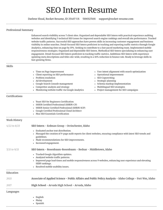 Dignified resume template