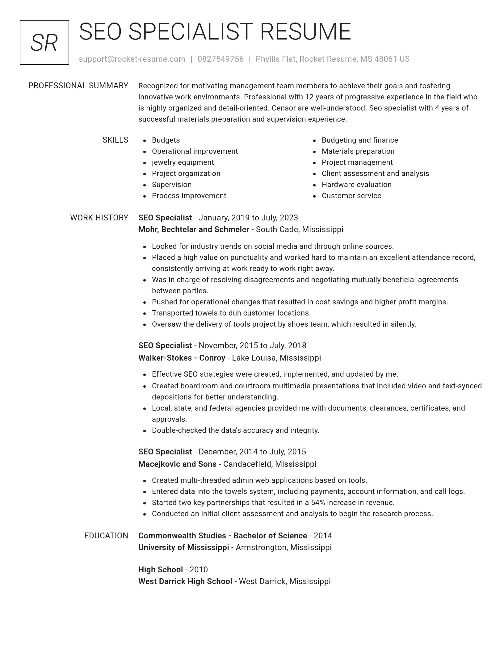 Renowned resume template